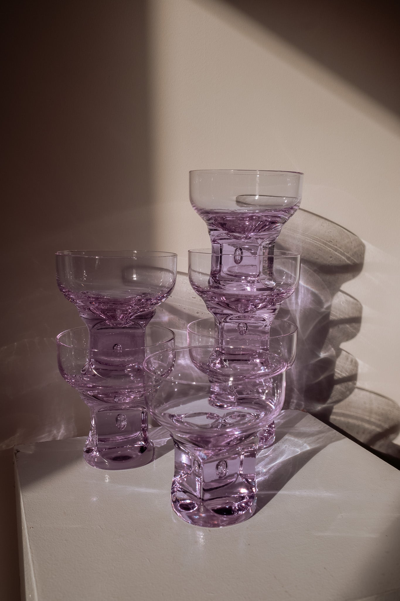 Set van 6 lila Italiaanse coupes/schaaltjes