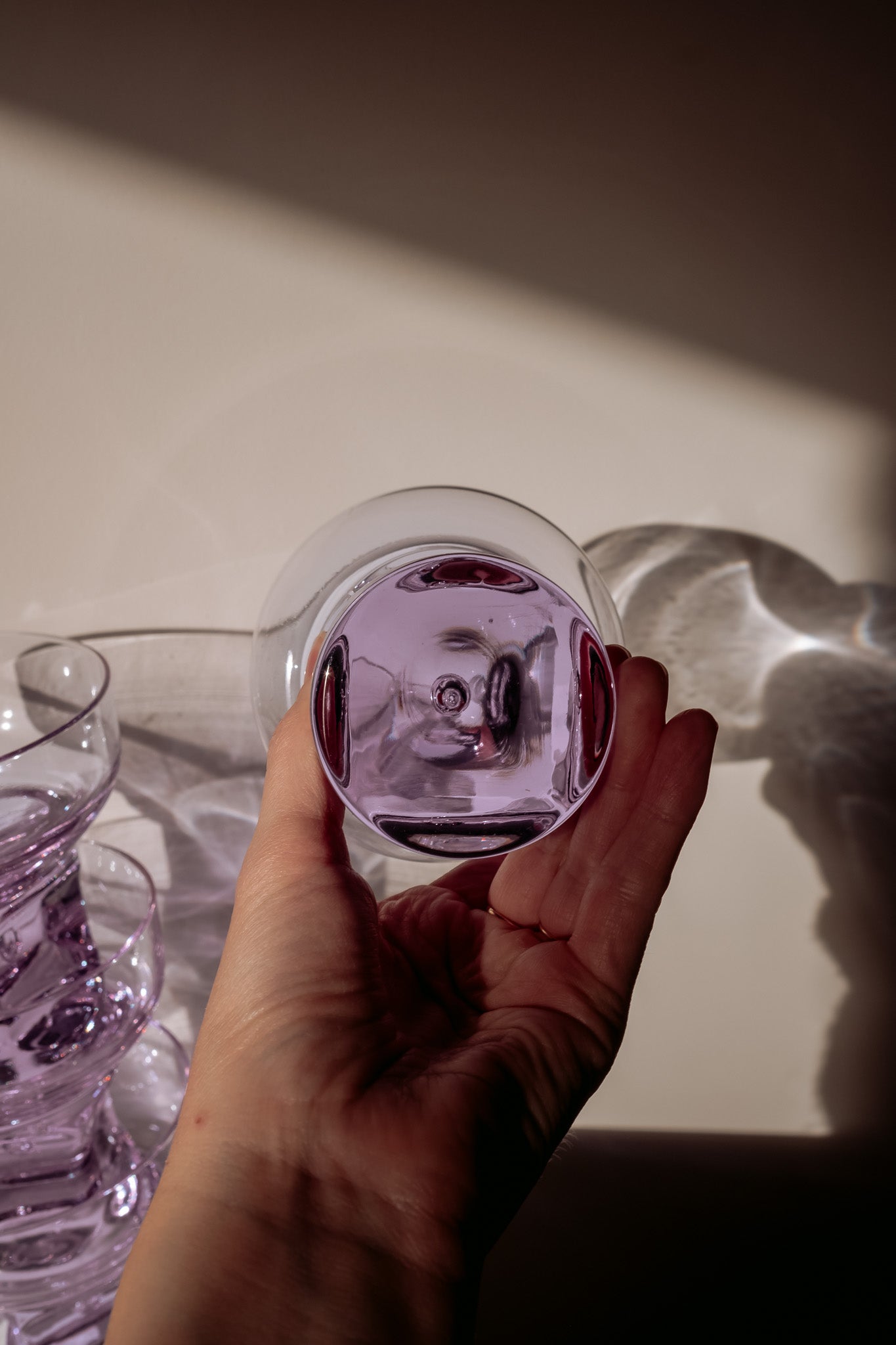 Set van 6 lila Italiaanse coupes/schaaltjes