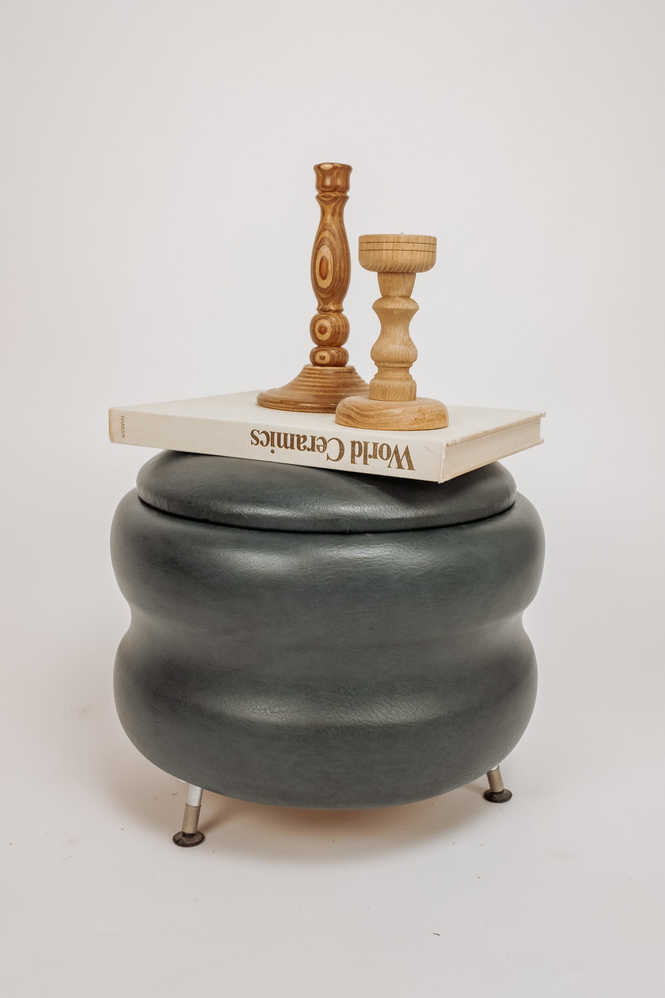 Vintage orange ottoman with storage space