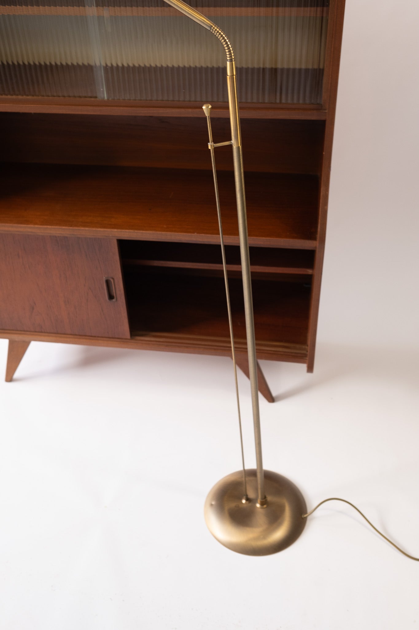 Brass floor lamp with built-in dimmer