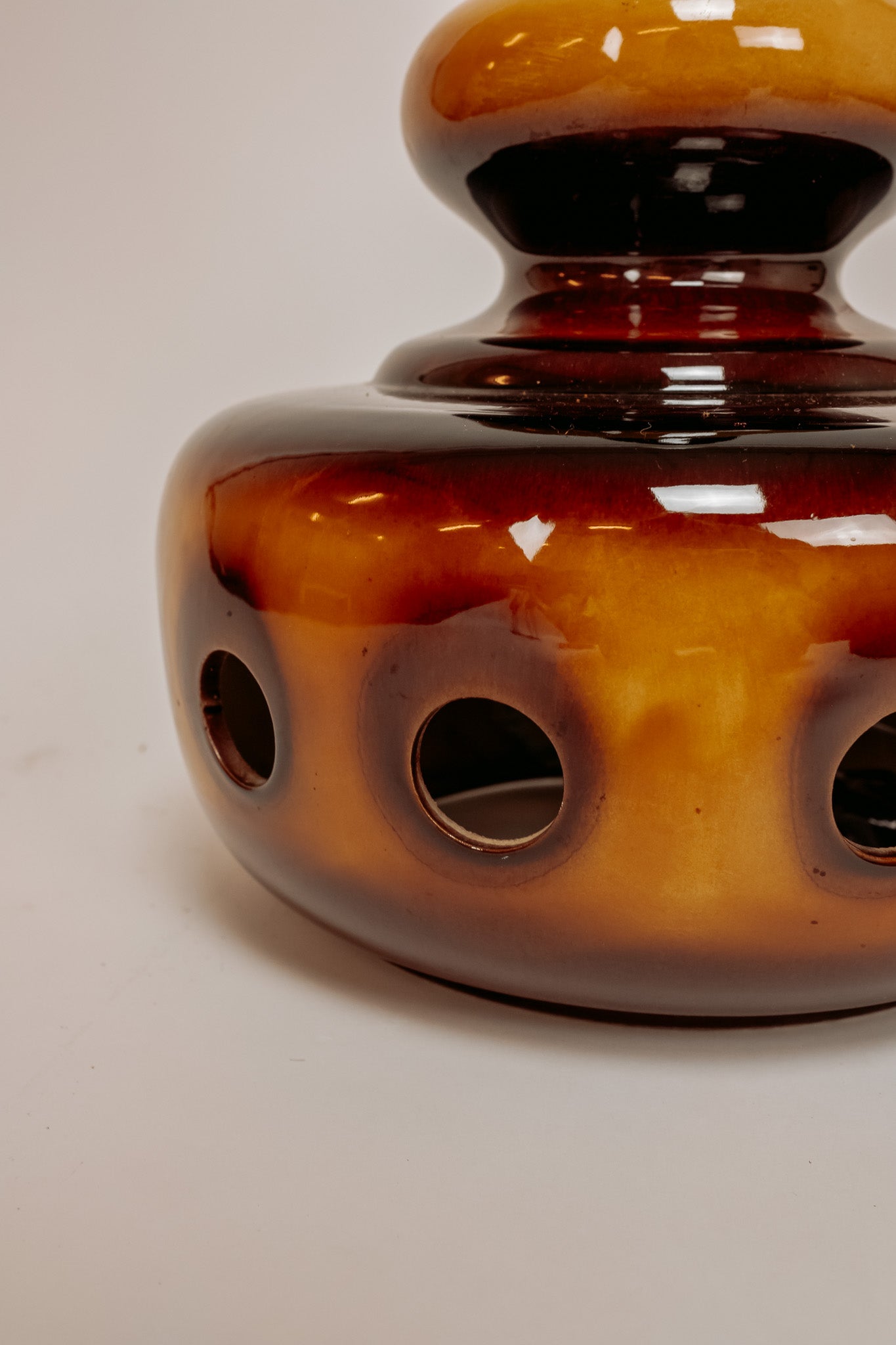 Vintage tafellamp jaren ’70 – bruin/oranje keramiek