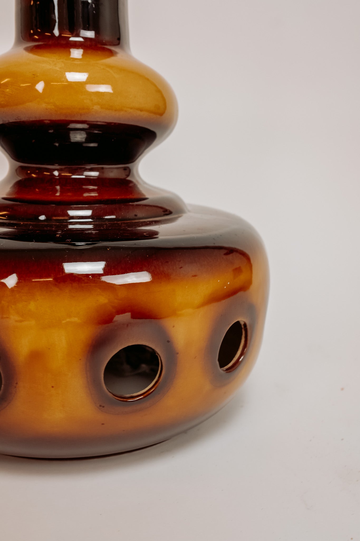 Vintage tafellamp jaren ’70 – bruin/oranje keramiek