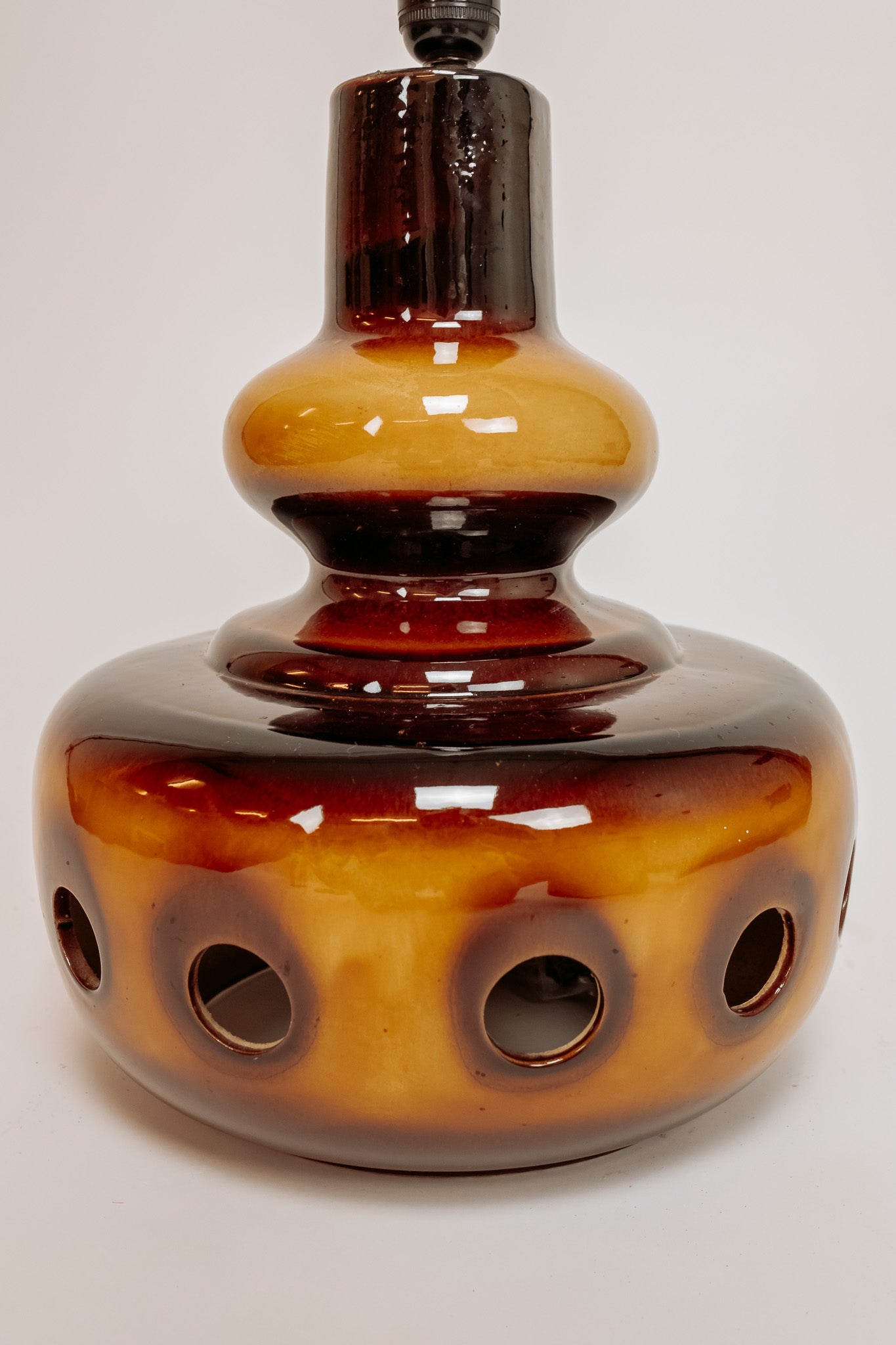 Vintage tafellamp jaren ’70 – bruin/oranje keramiek