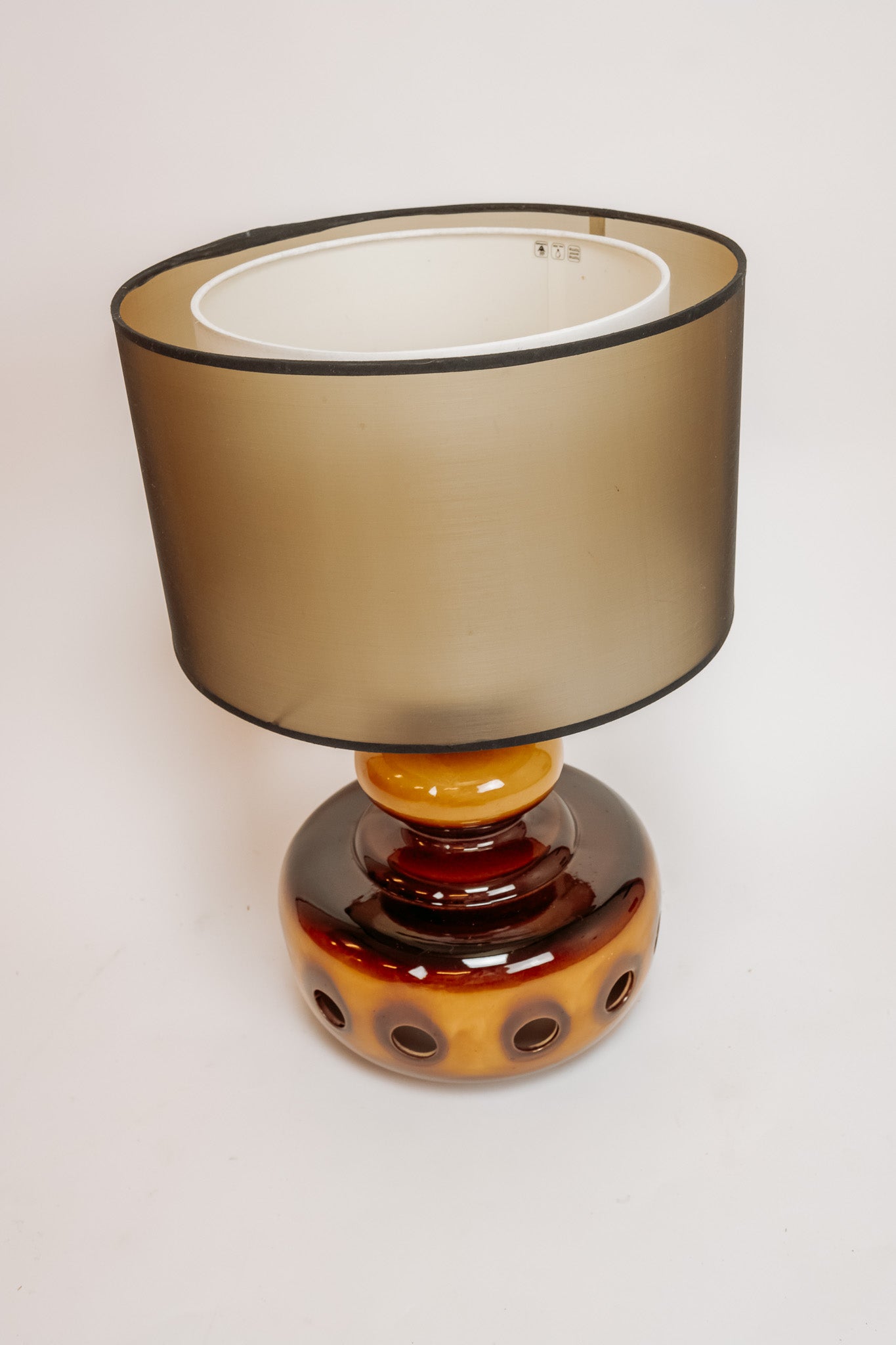 Vintage tafellamp jaren ’70 – bruin/oranje keramiek