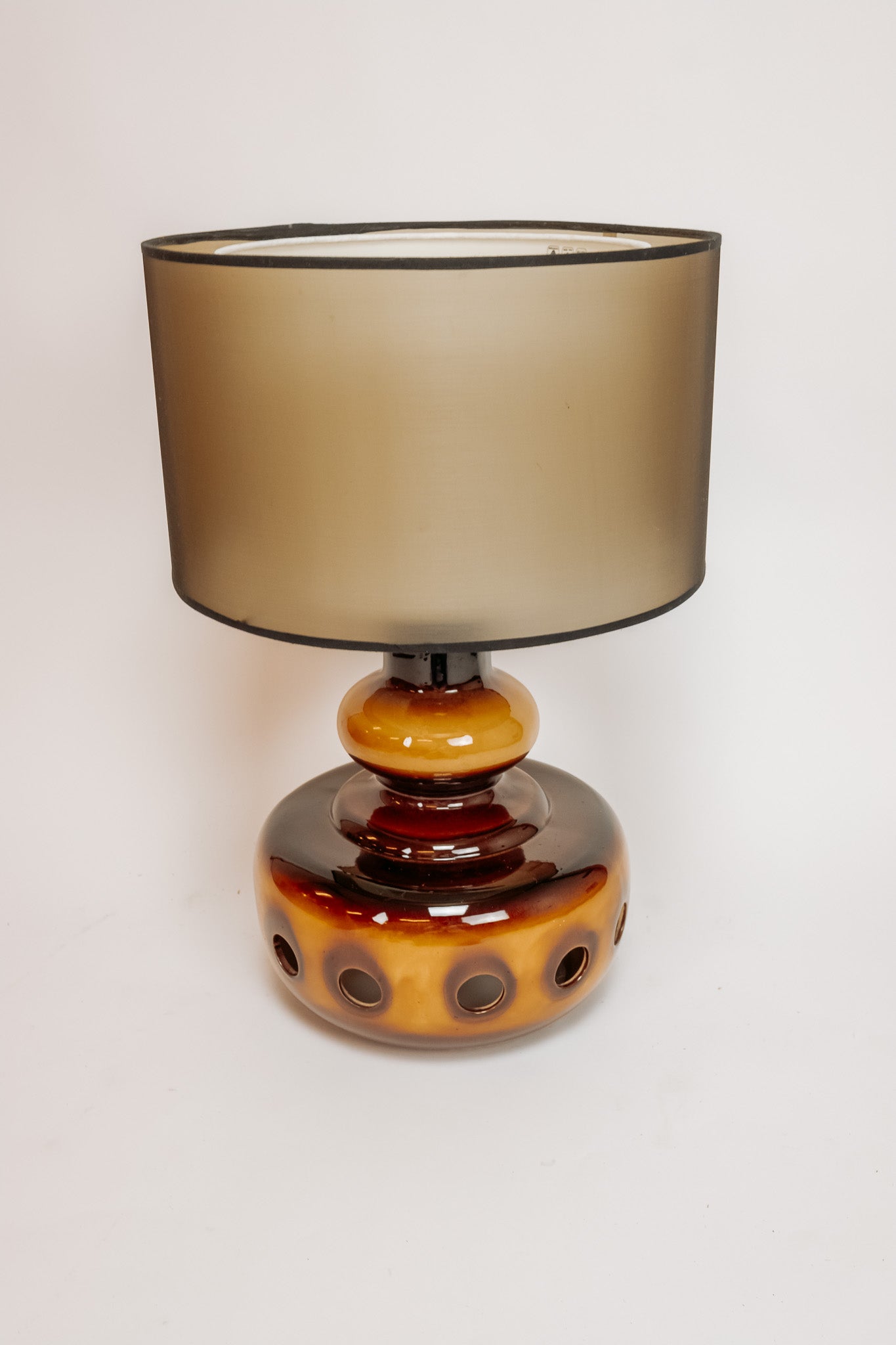 Vintage tafellamp jaren ’70 – bruin/oranje keramiek