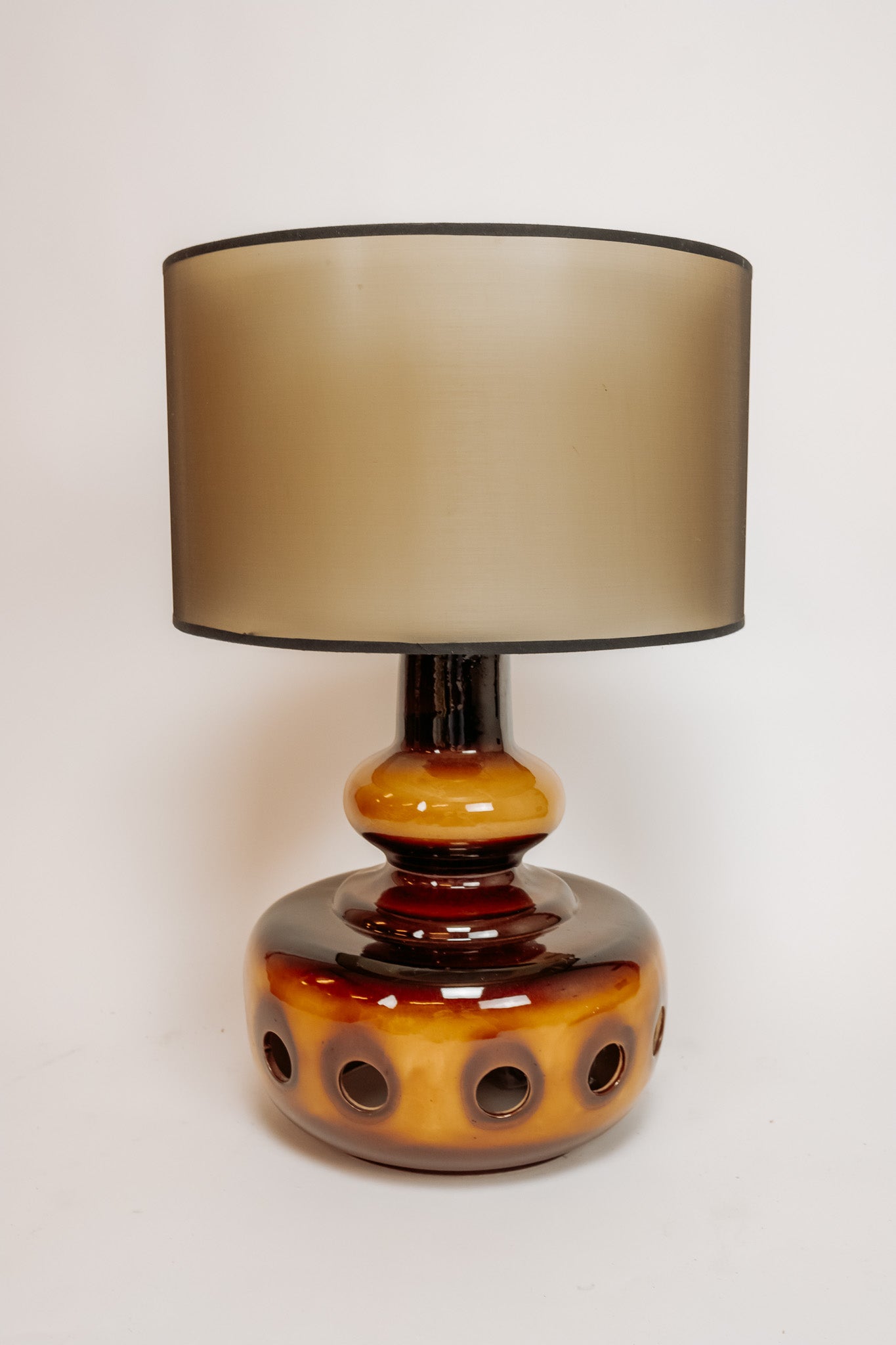 Vintage tafellamp jaren ’70 – bruin/oranje keramiek