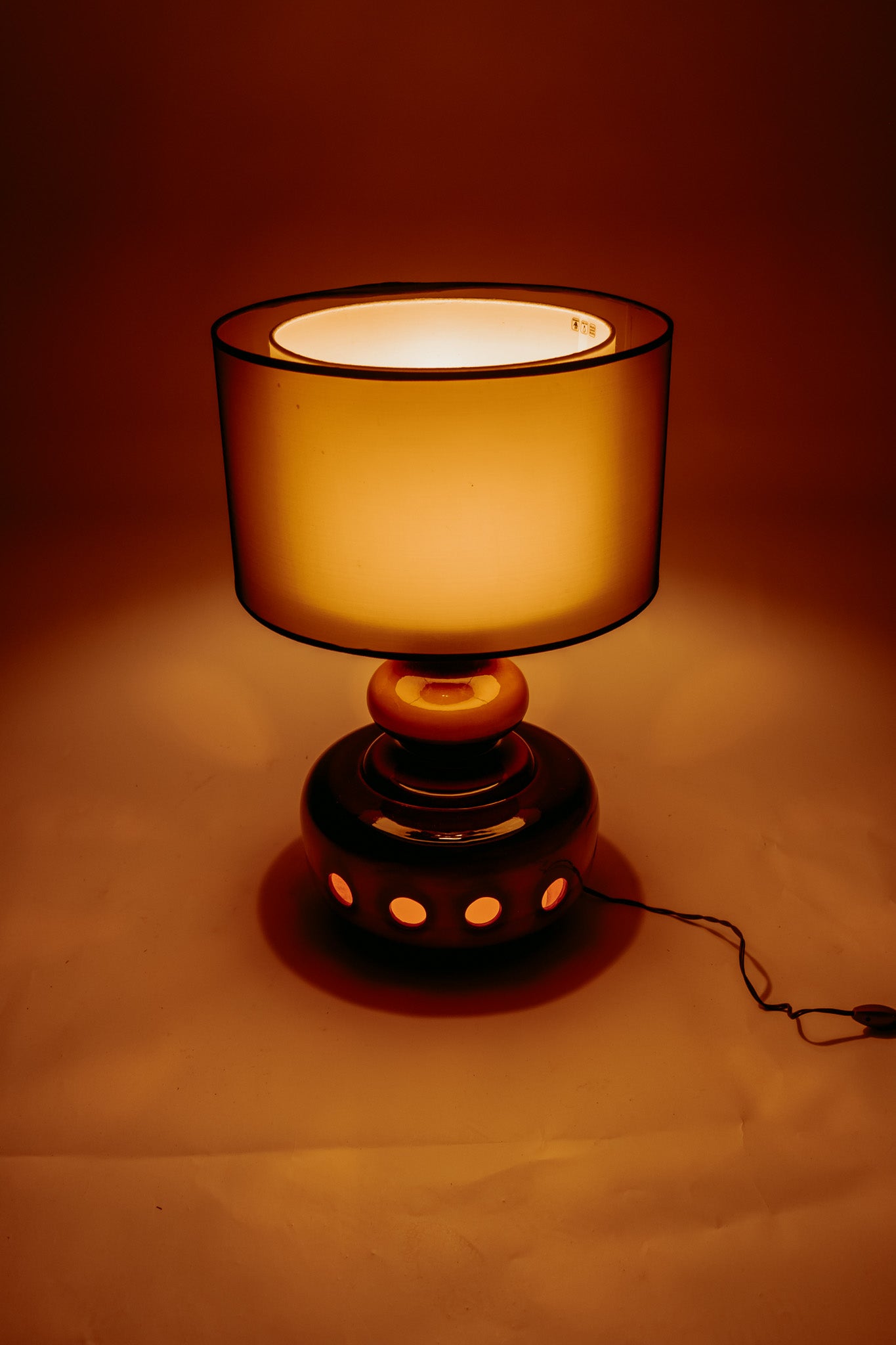 Vintage tafellamp jaren ’70 – bruin/oranje keramiek