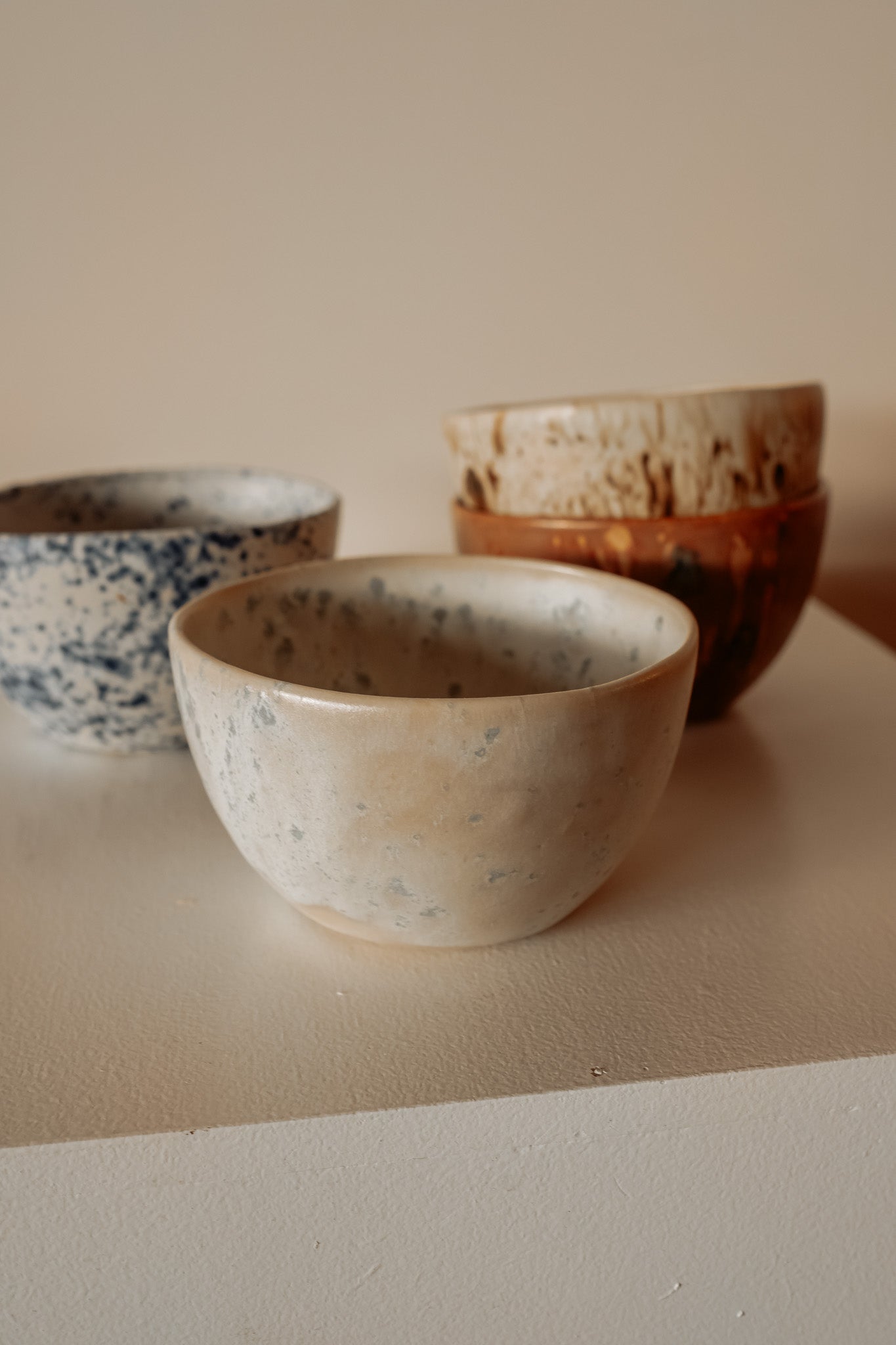 Unieke handgemaakte keramieken cappuccino mokken - set van 4