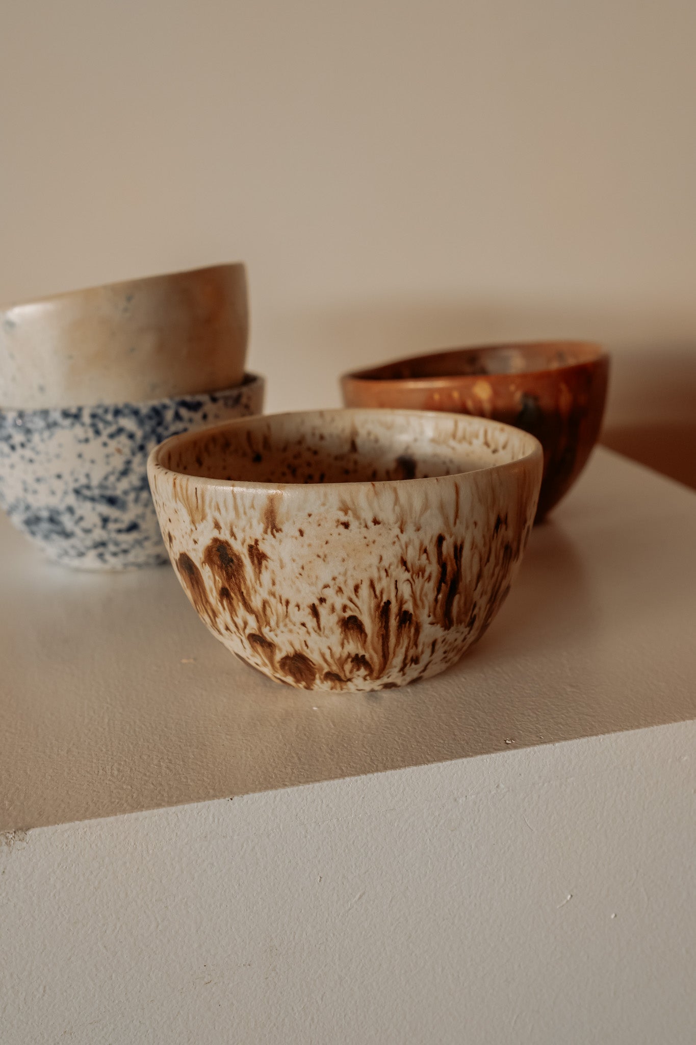 Unieke handgemaakte keramieken cappuccino mokken - set van 4