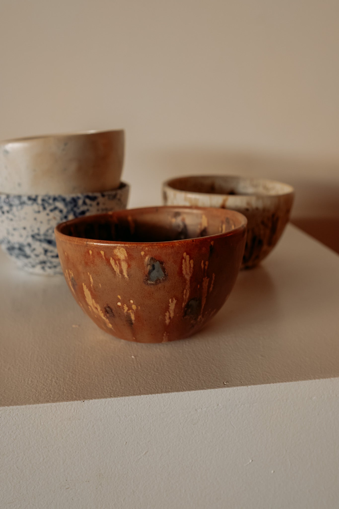 Unieke handgemaakte keramieken cappuccino mokken - set van 4