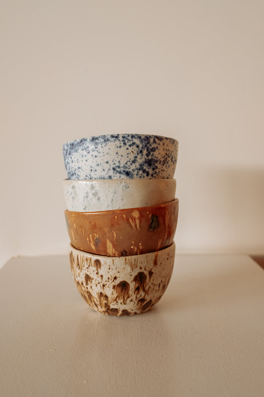 Unieke handgemaakte keramieken cappuccino mokken - set van 4