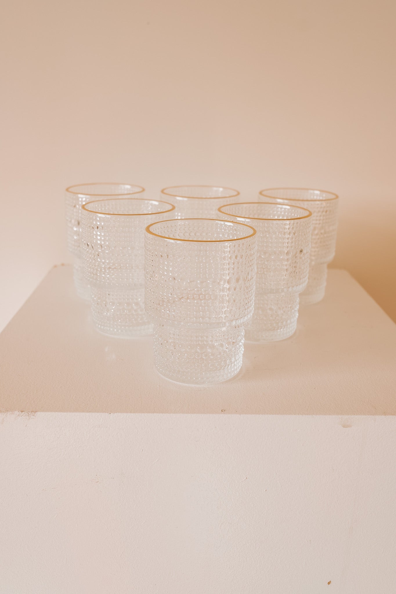 Vintage bubbelglas waterglazen - set van 6