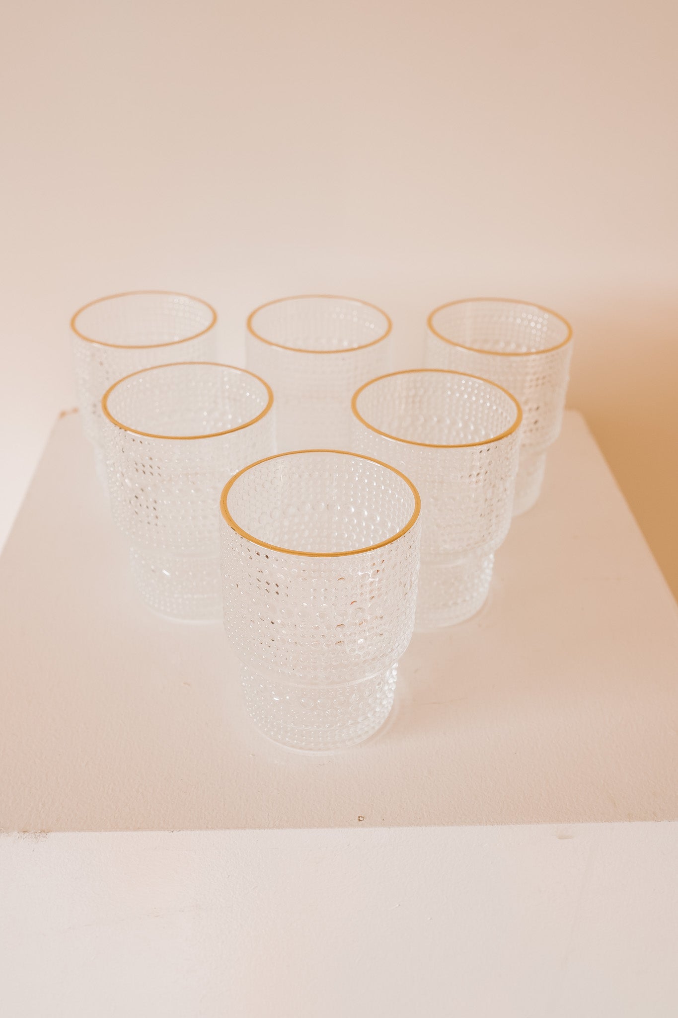 Vintage bubbelglas waterglazen - set van 6