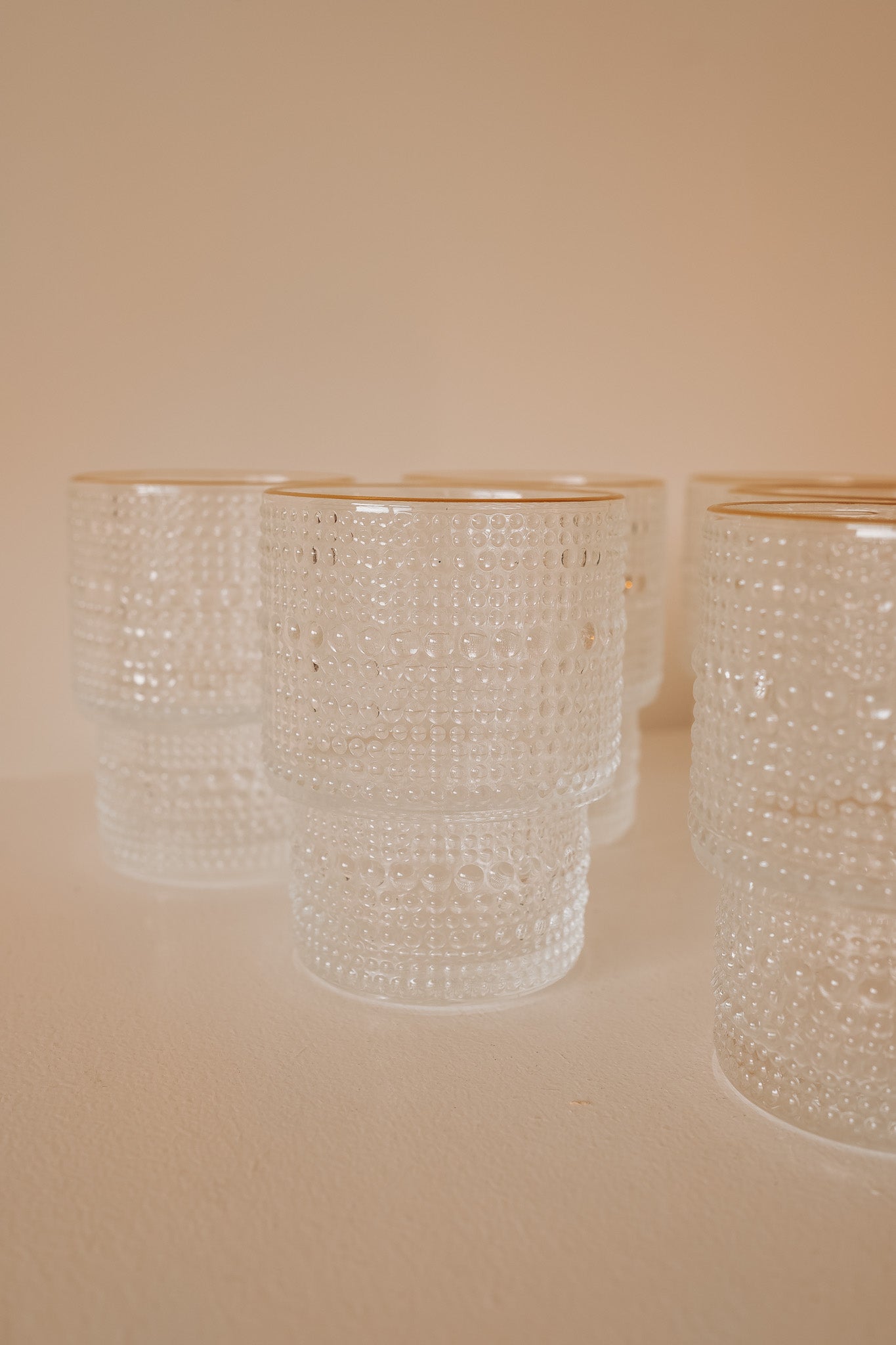 Vintage bubbelglas waterglazen - set van 6