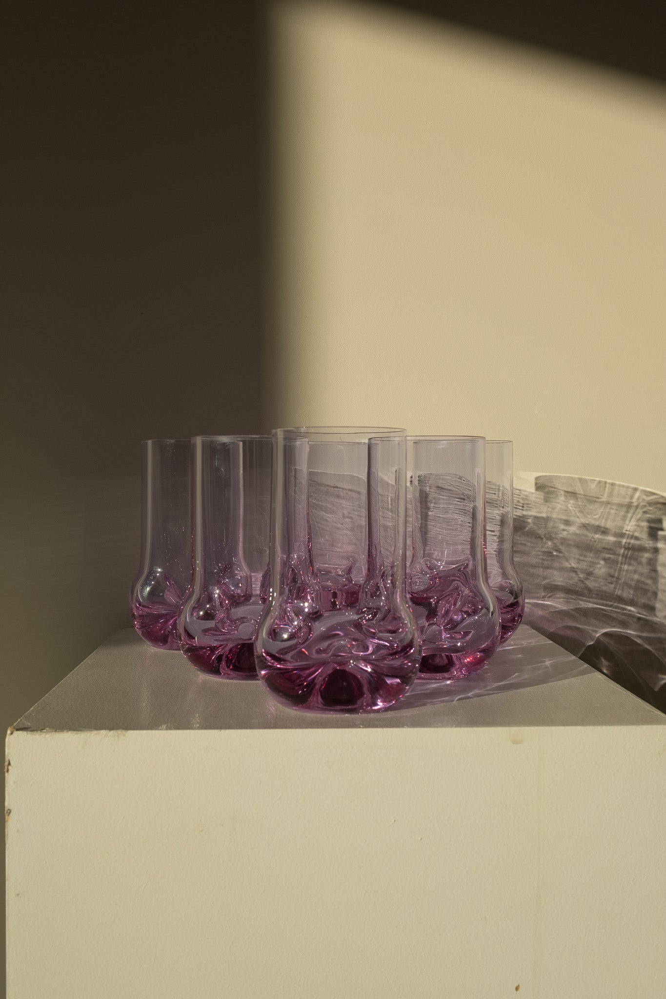 Italiaanse lila glazen van kristalglas - set van 6