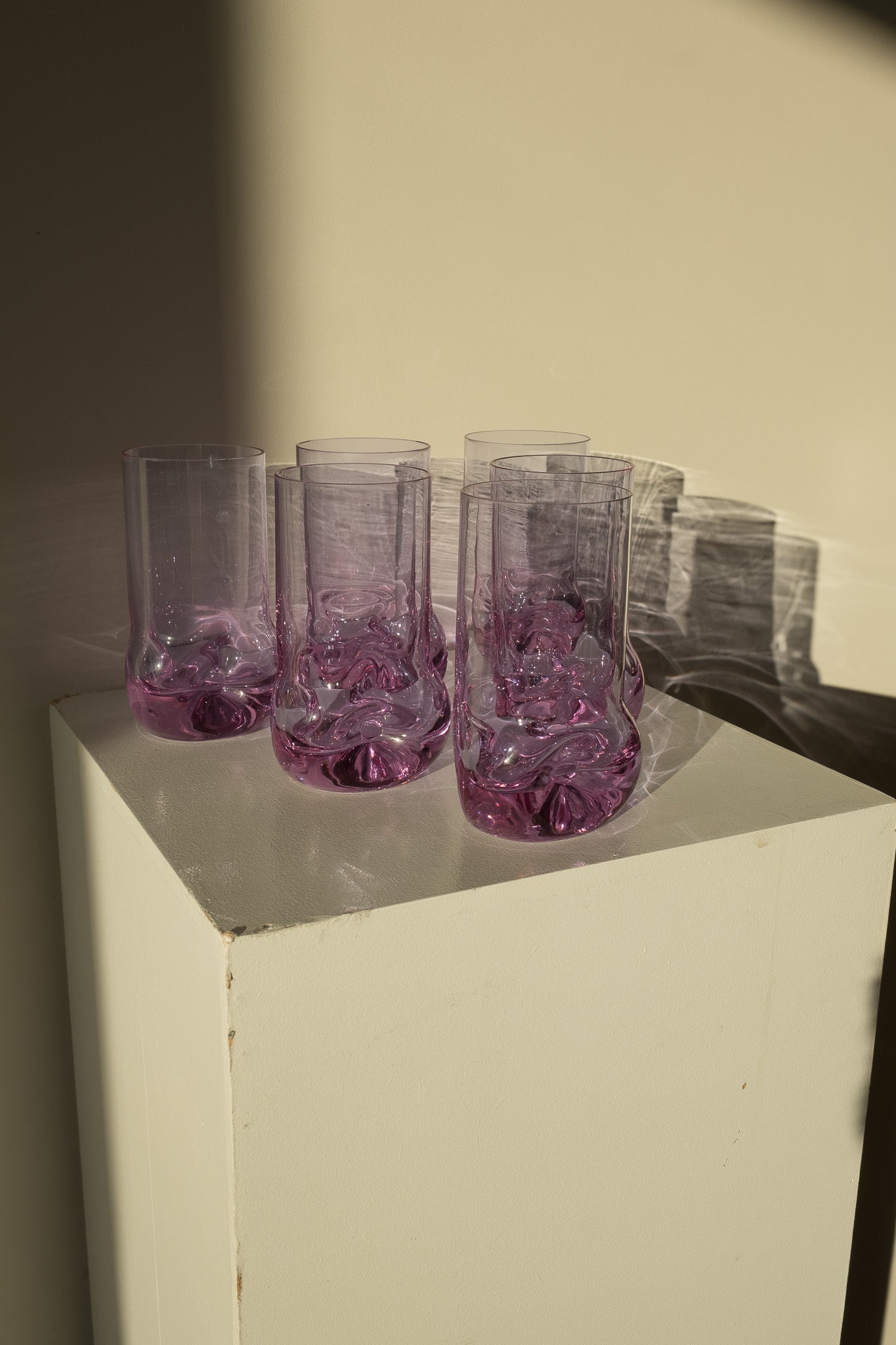 Italiaanse lila glazen van kristalglas - set van 6