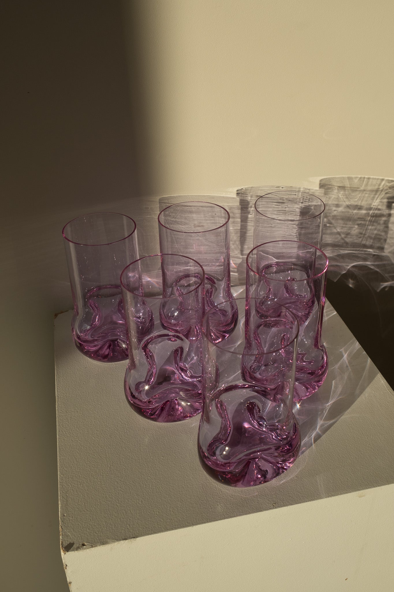 Italiaanse lila glazen van kristalglas - set van 6