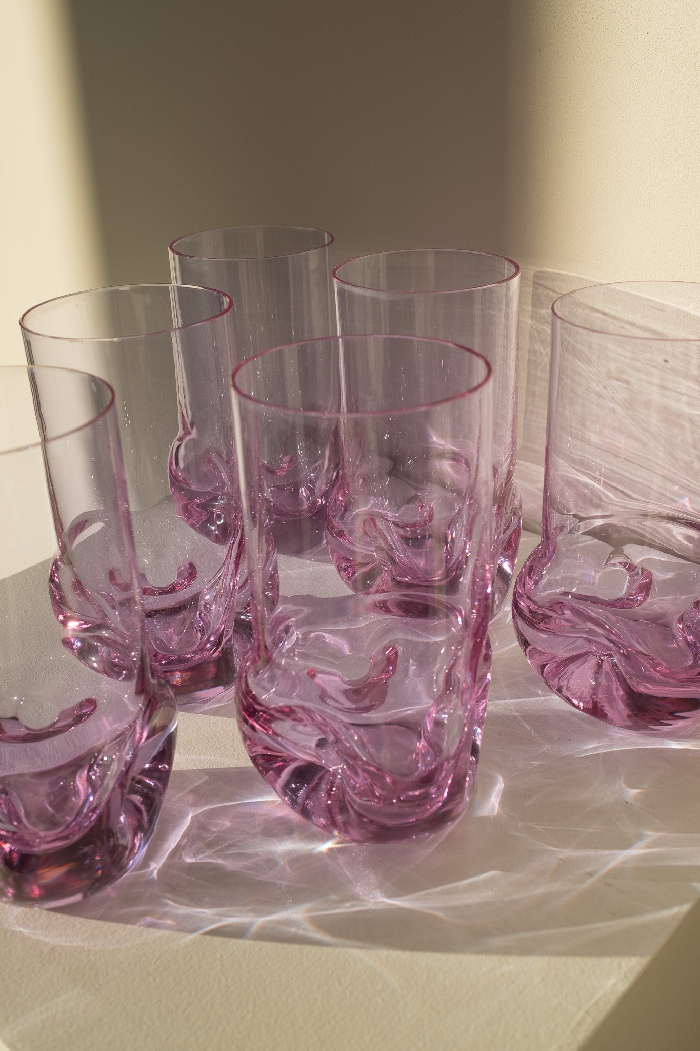 Italiaanse lila glazen van kristalglas - set van 6