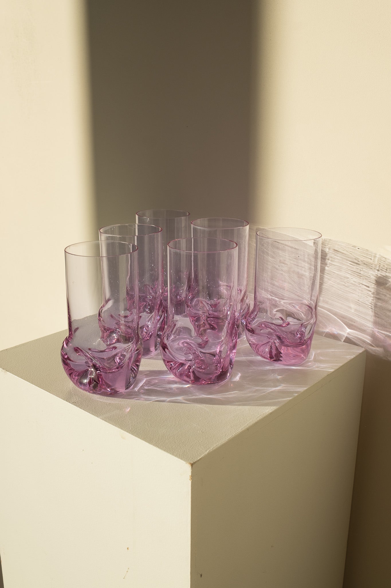 Italiaanse lila glazen van kristalglas - set van 6