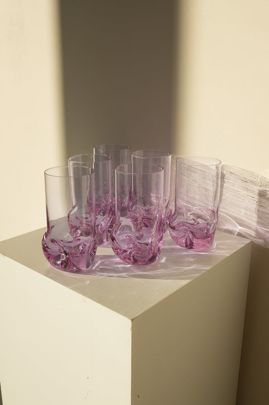 Italiaanse lila glazen van kristalglas - set van 6