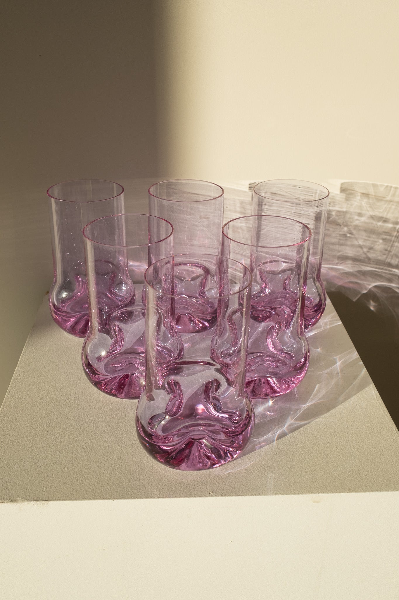 Italiaanse lila glazen van kristalglas - set van 6