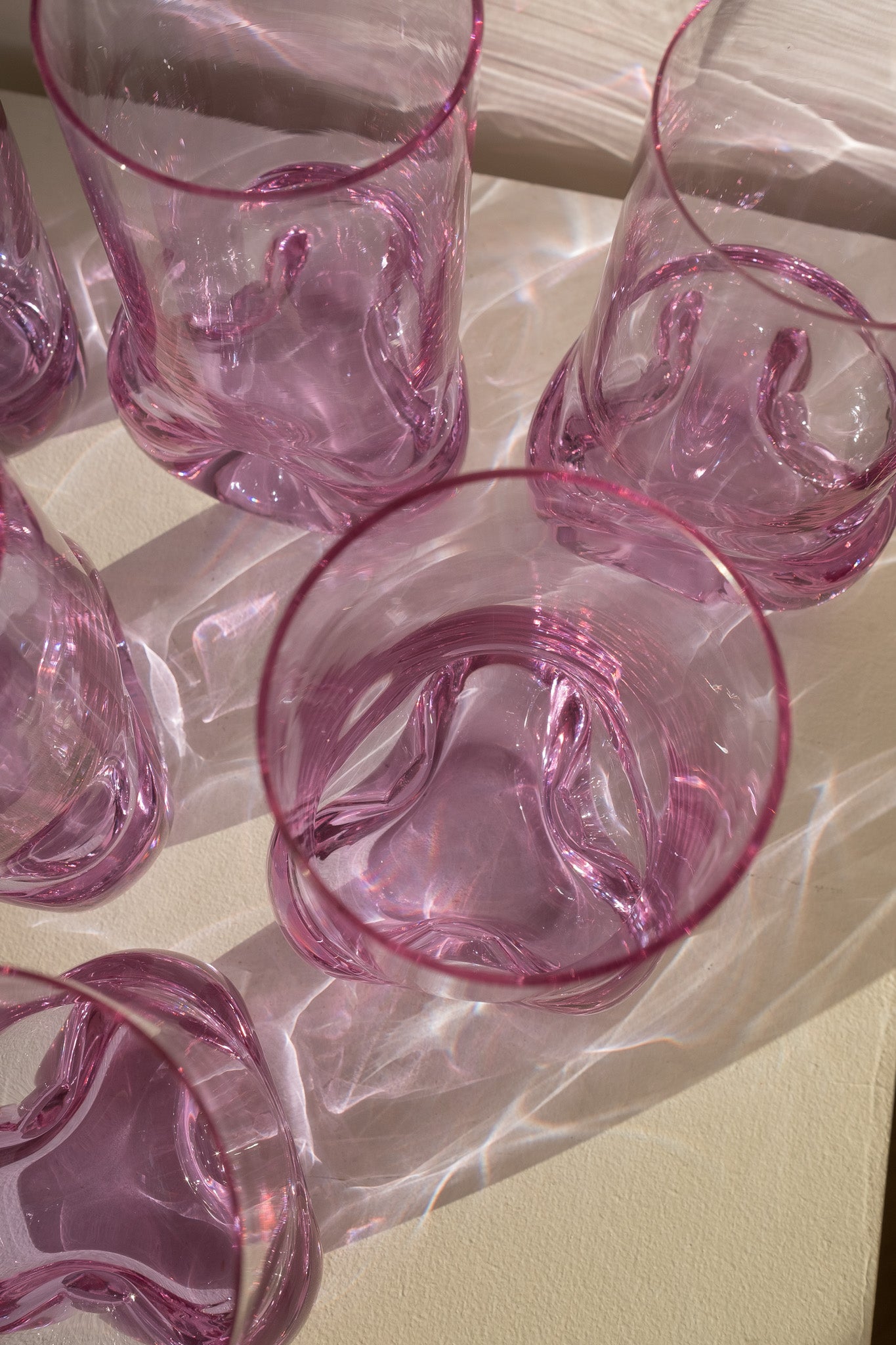 Italiaanse lila glazen van kristalglas - set van 6