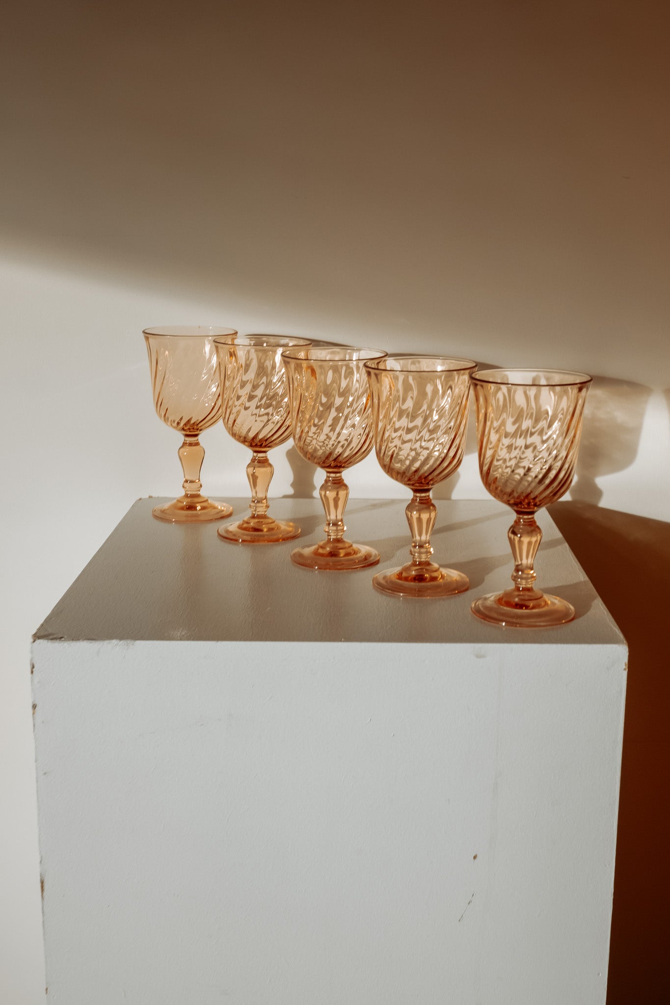 5 Rosaline pink swirl shot glasses