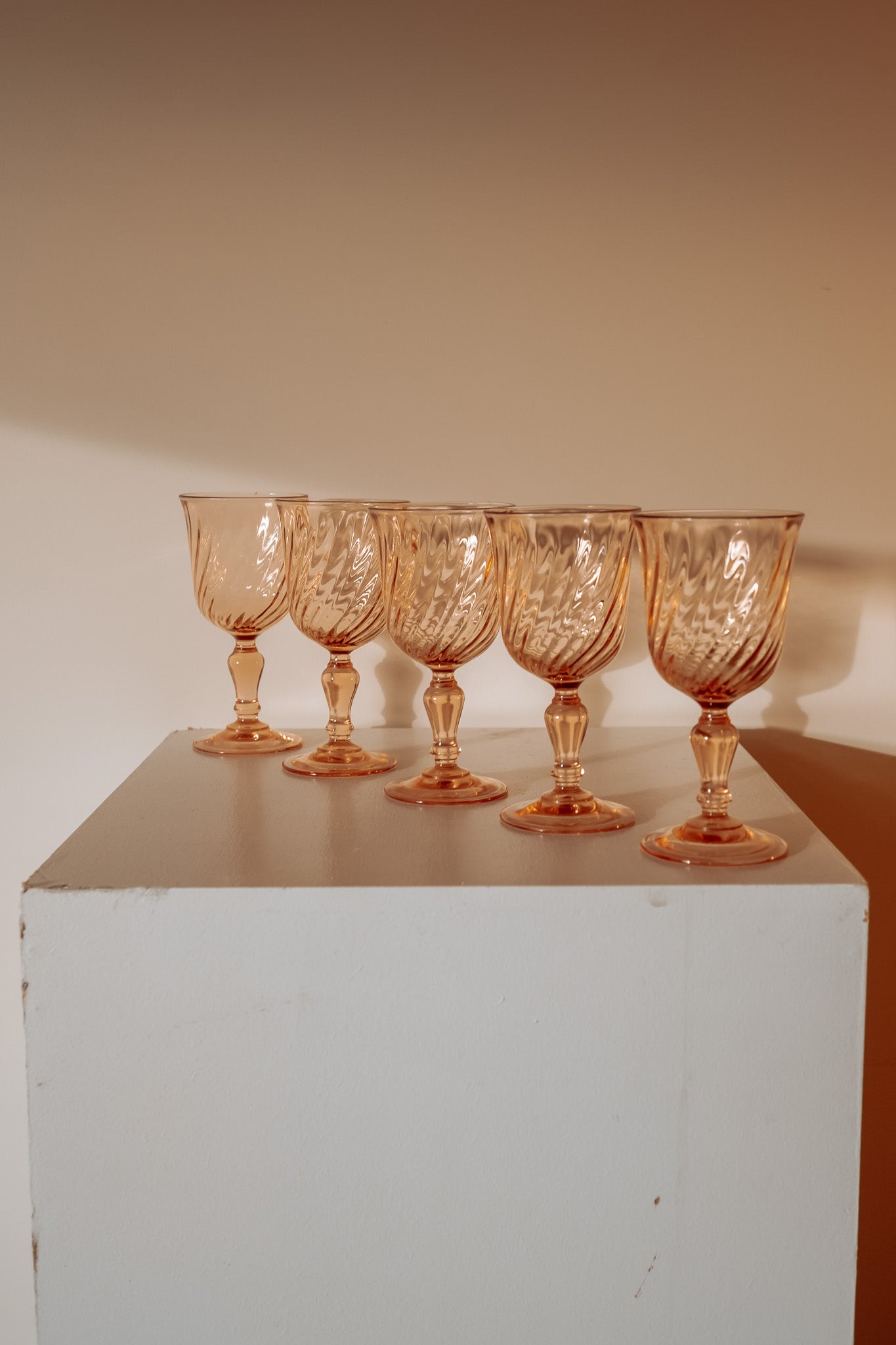 5 Rosaline pink swirl shot glasses