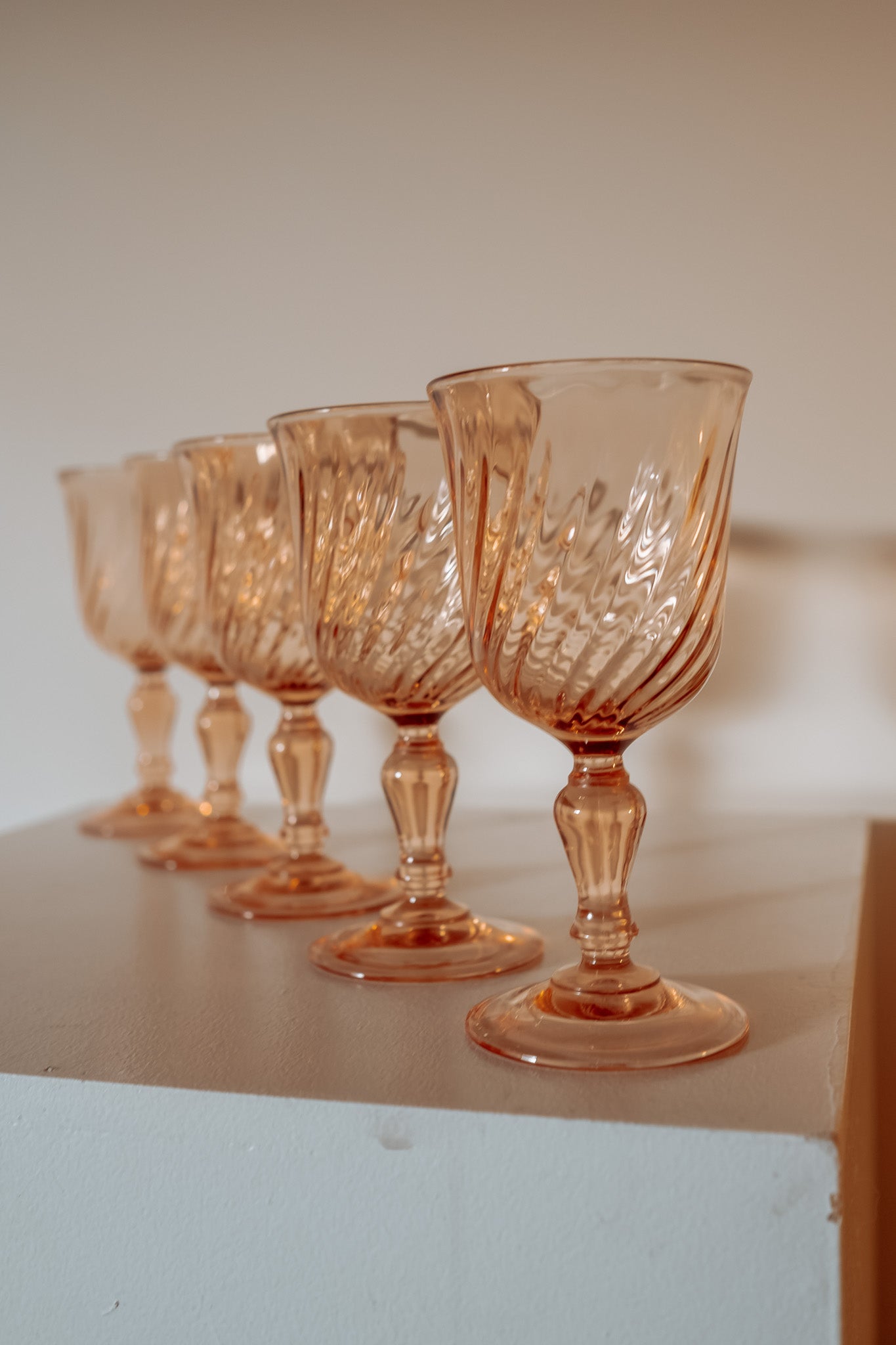 5 Rosaline pink swirl shot glasses