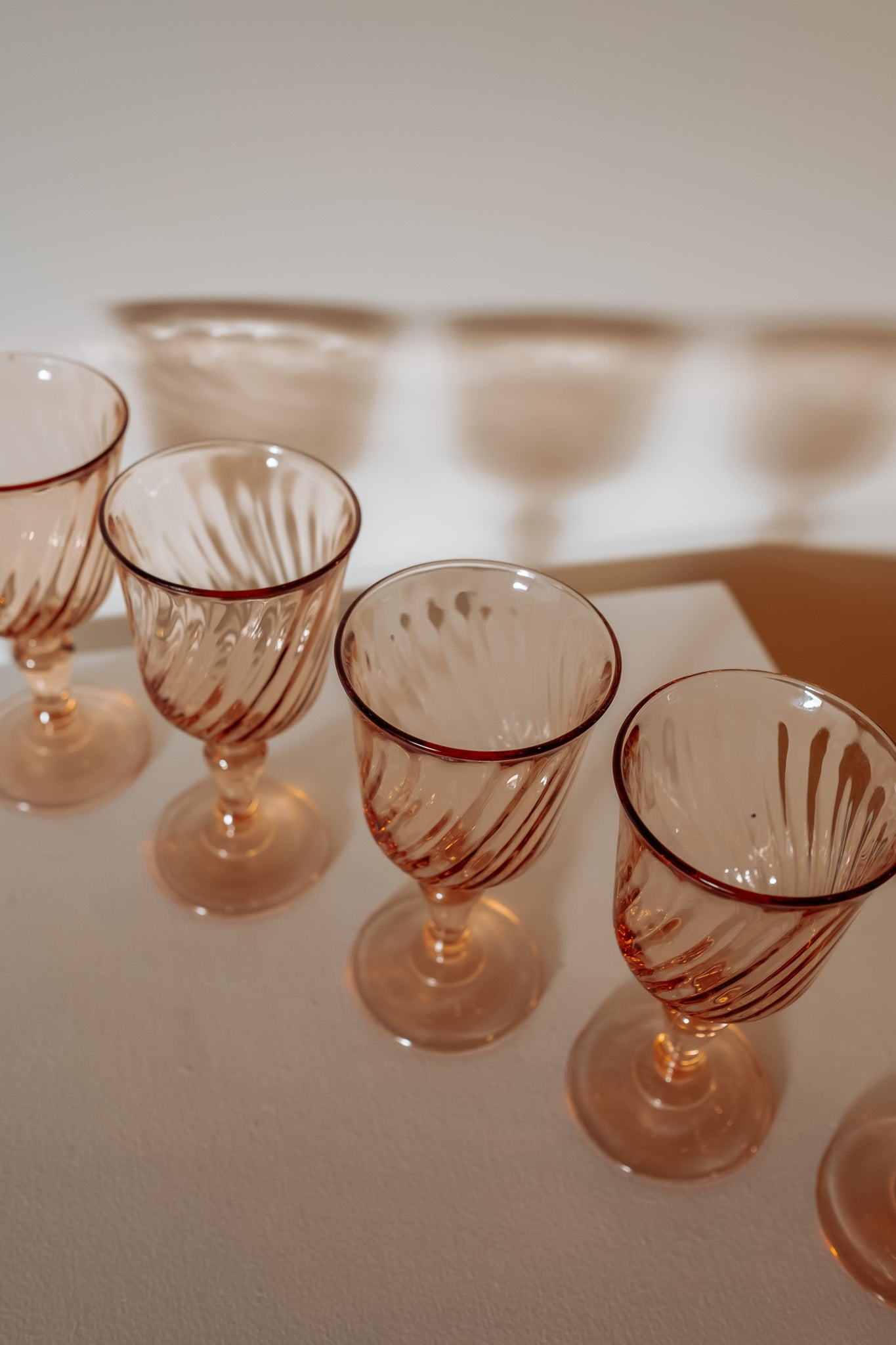 5 Rosaline pink swirl shot glasses