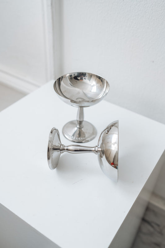 Set of 2 vintage Italian stainless steel coupes
