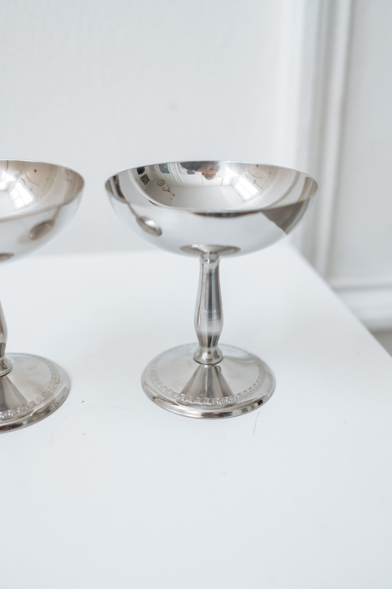 Set of 2 vintage Italian stainless steel coupes