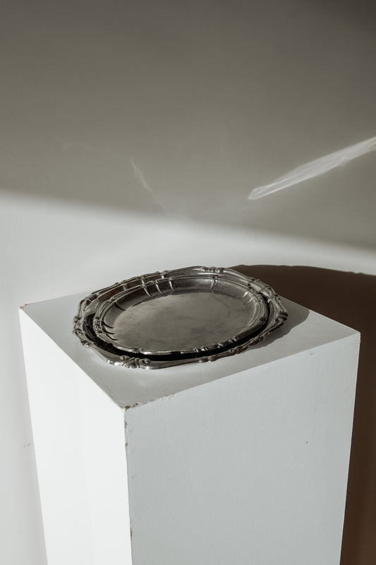 Set van 2 vintage rvs serveerschalen