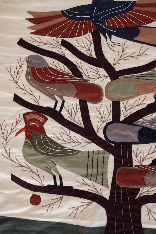 Handgemaakt quilted wandkleed met vogels (84x84cm)