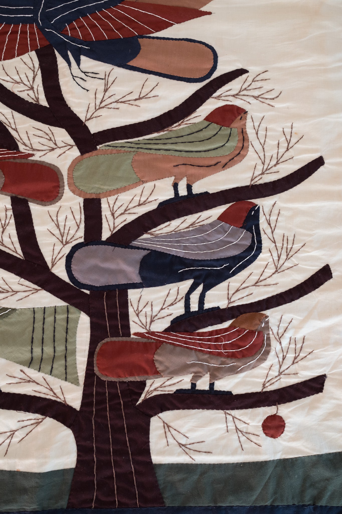 Handgemaakt quilted wandkleed met vogels (84x84cm)