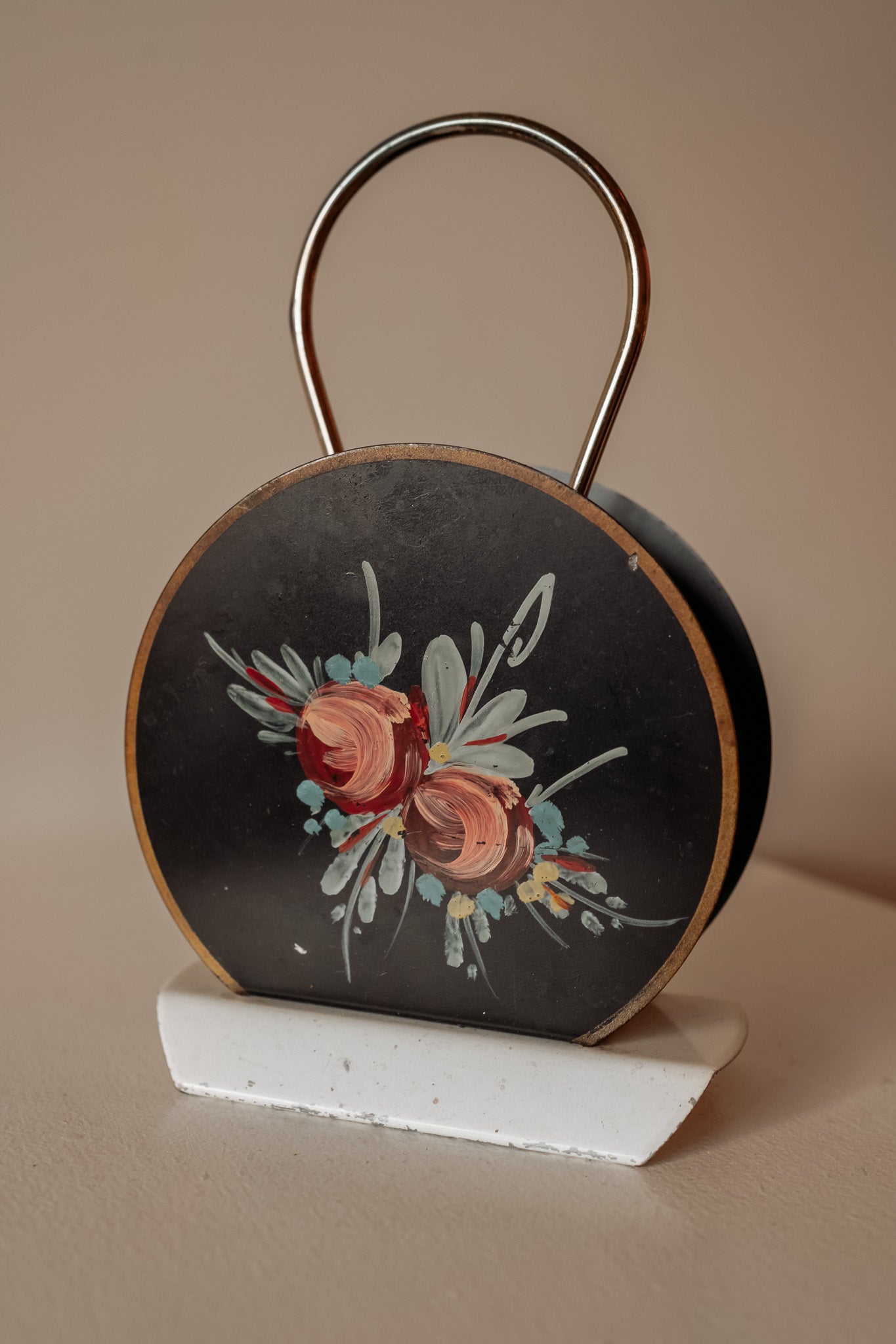 Vintage handbeschilderde servettenhouder