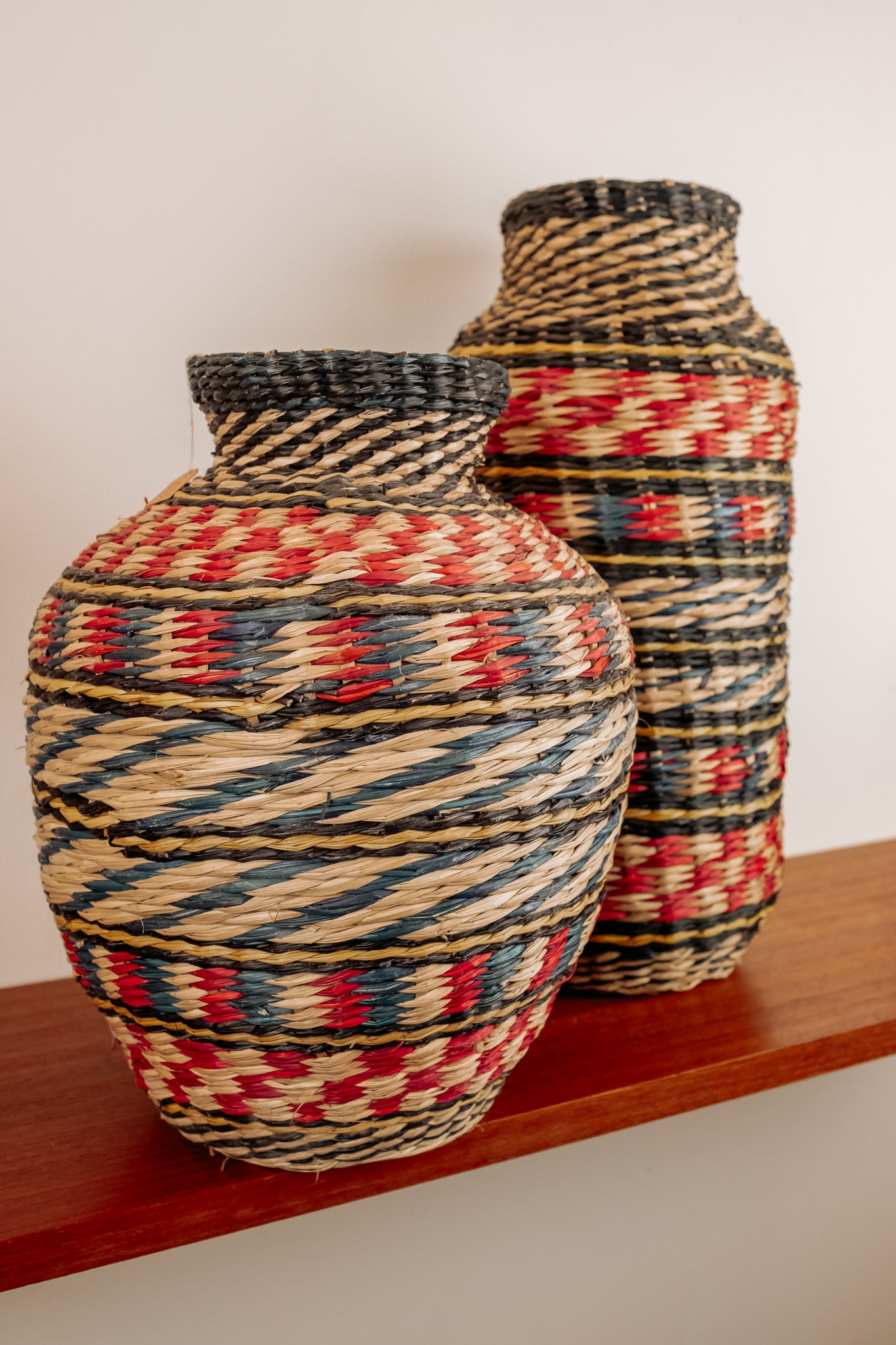 Set van 2 boho gevlochten vazen