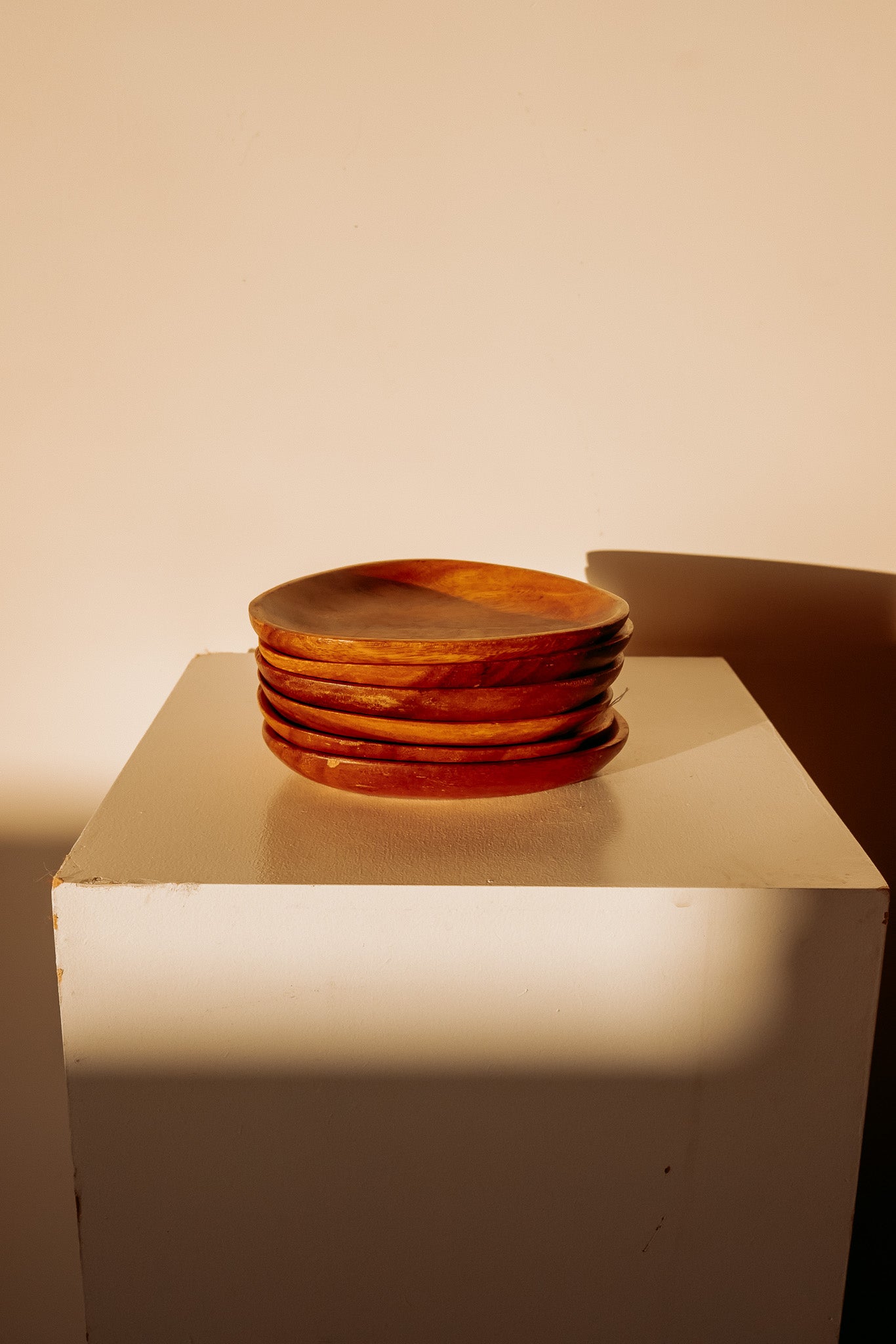 6x houten gebaksbordjes