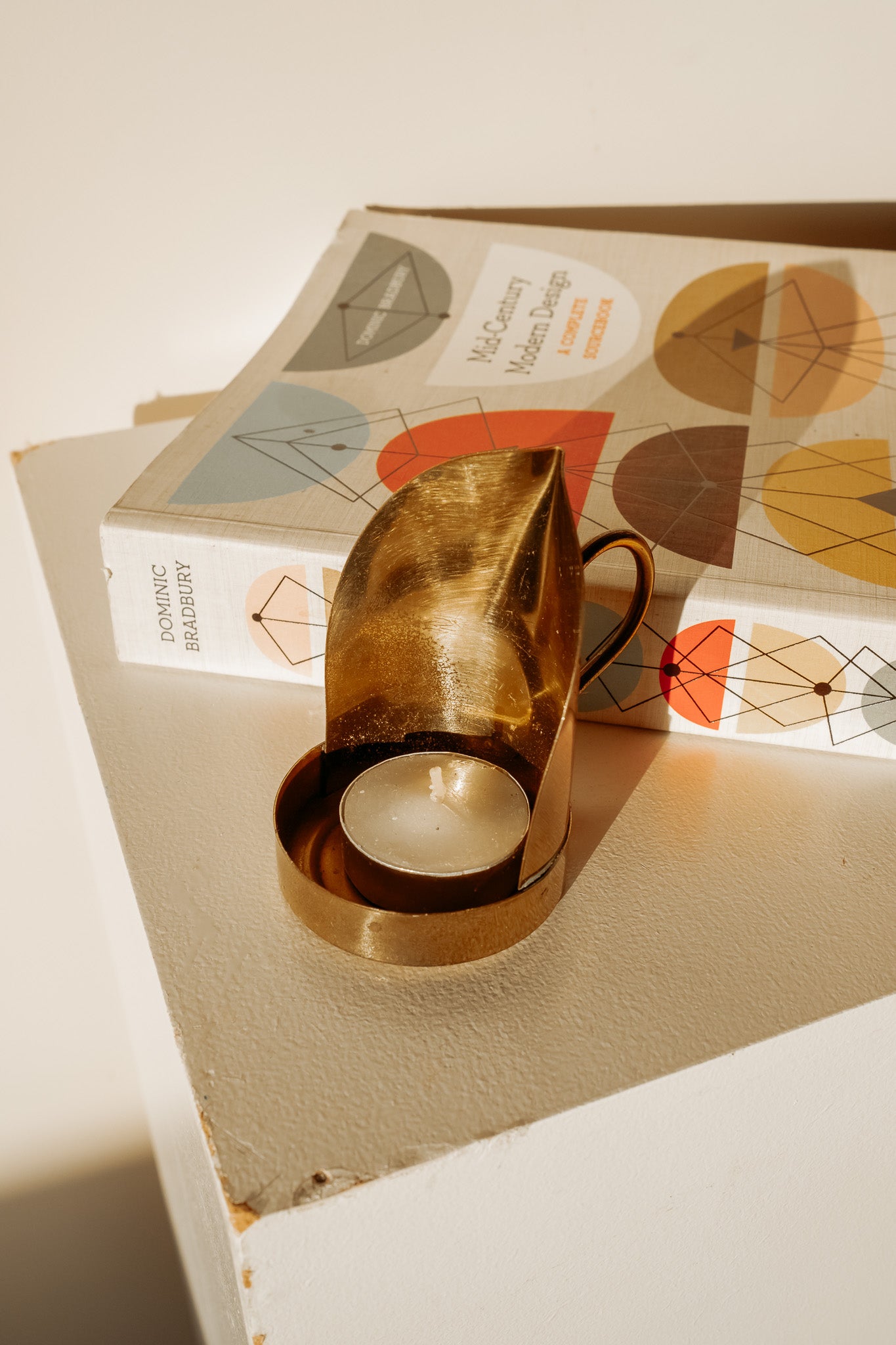 Messing waxinelicht kandelaar met oortje