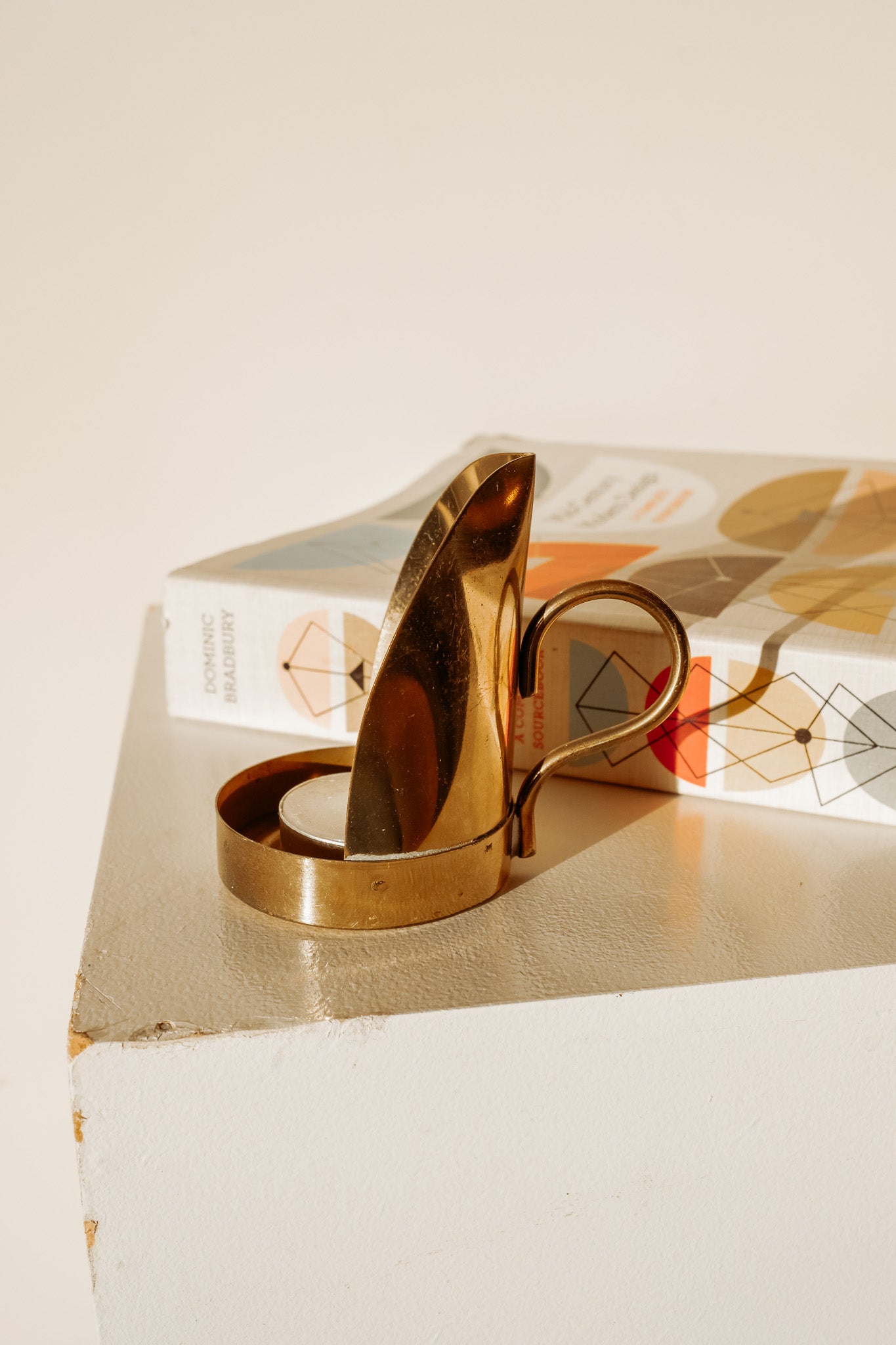 Messing waxinelicht kandelaar met oortje