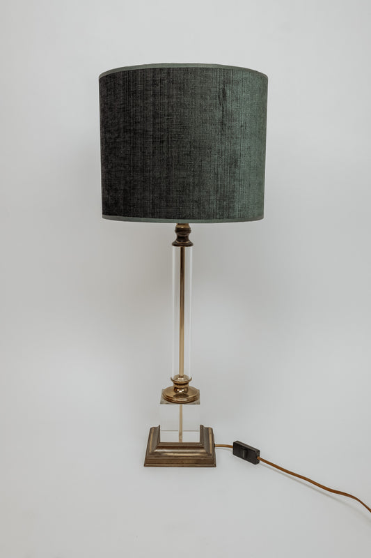 Vintage tafellamp van messing met plexiglas