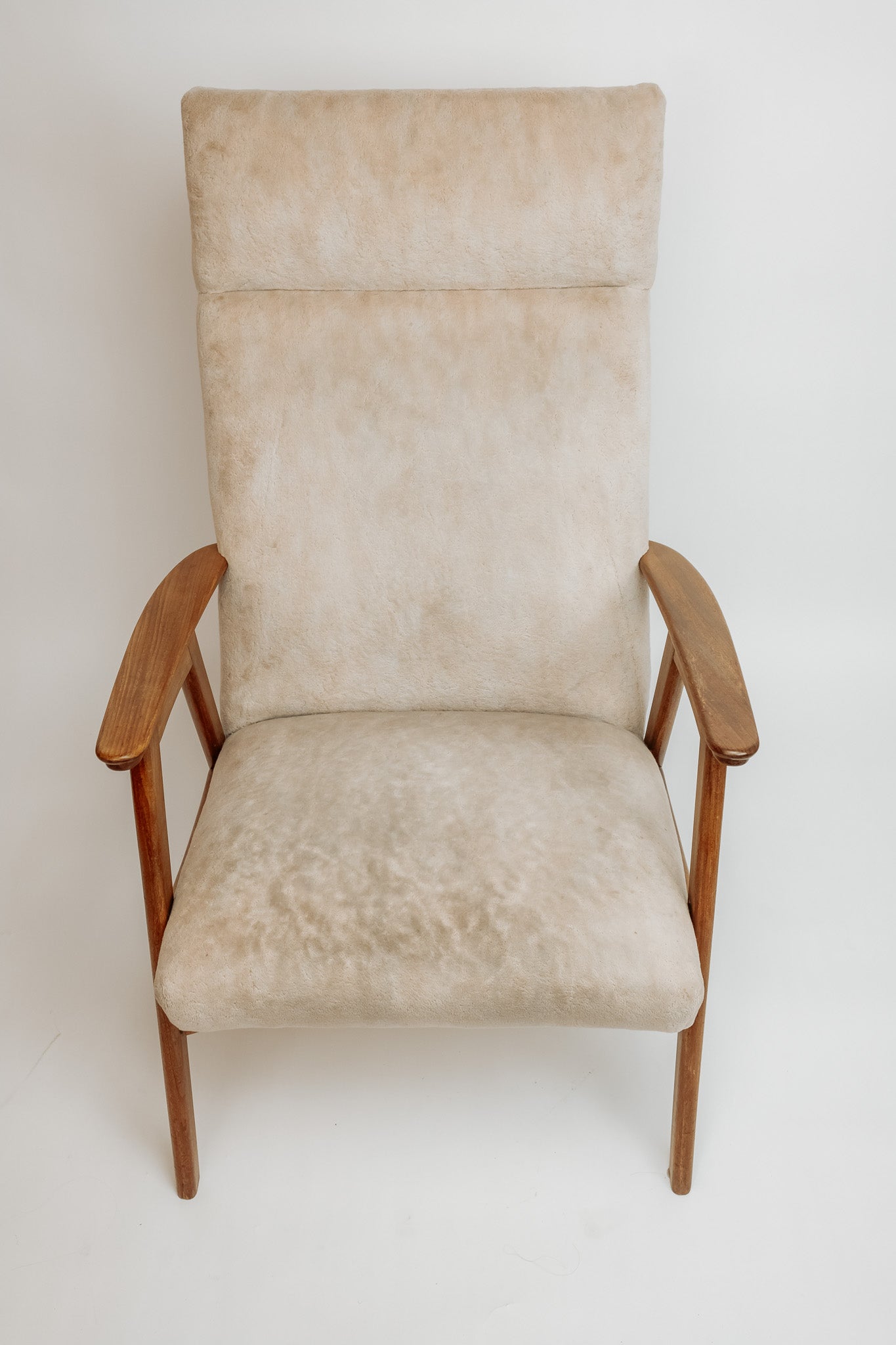 Vintage teakhouten fauteuil, jaren 60 - Beige bekleding