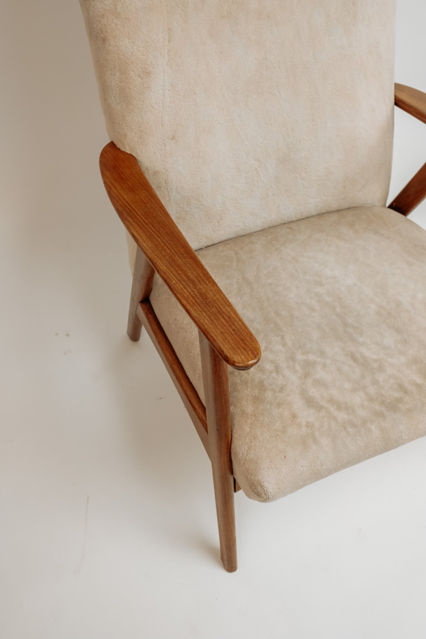 Vintage teakhouten fauteuil, jaren 60 - Beige bekleding