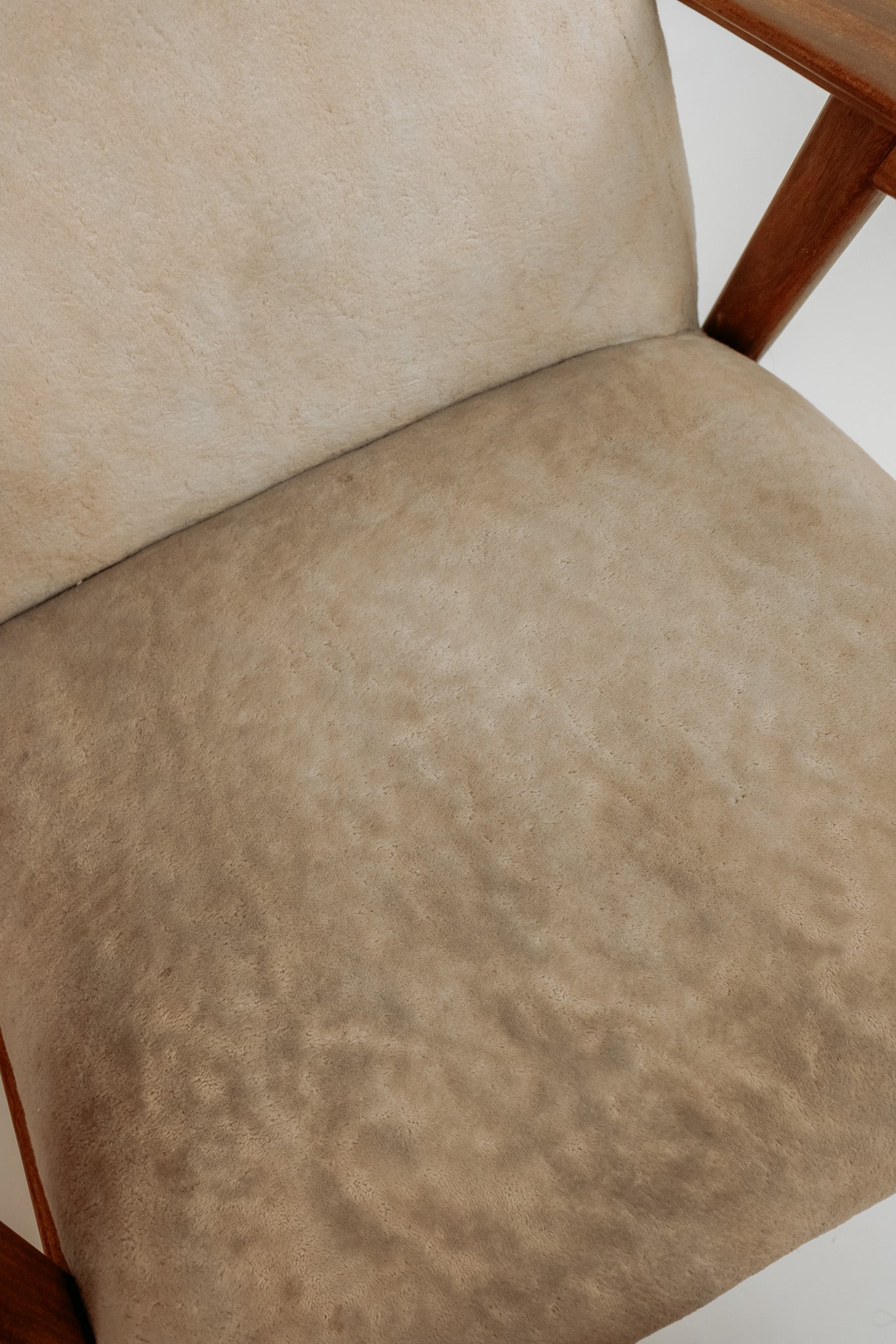 Vintage teakhouten fauteuil, jaren 60 - Beige bekleding