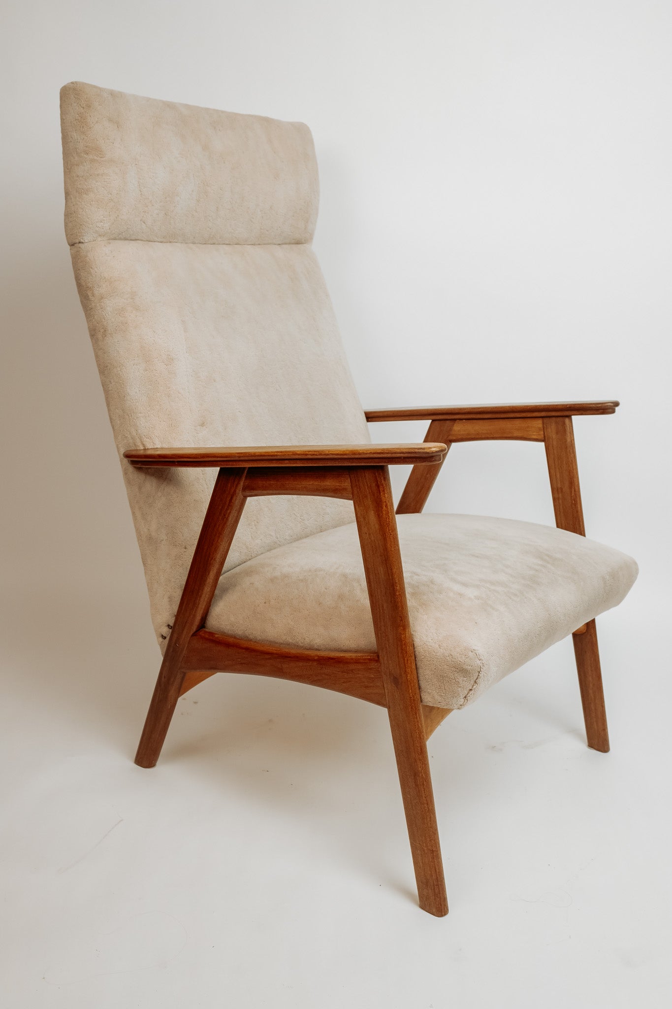 Vintage teakhouten fauteuil, jaren 60 - Beige bekleding
