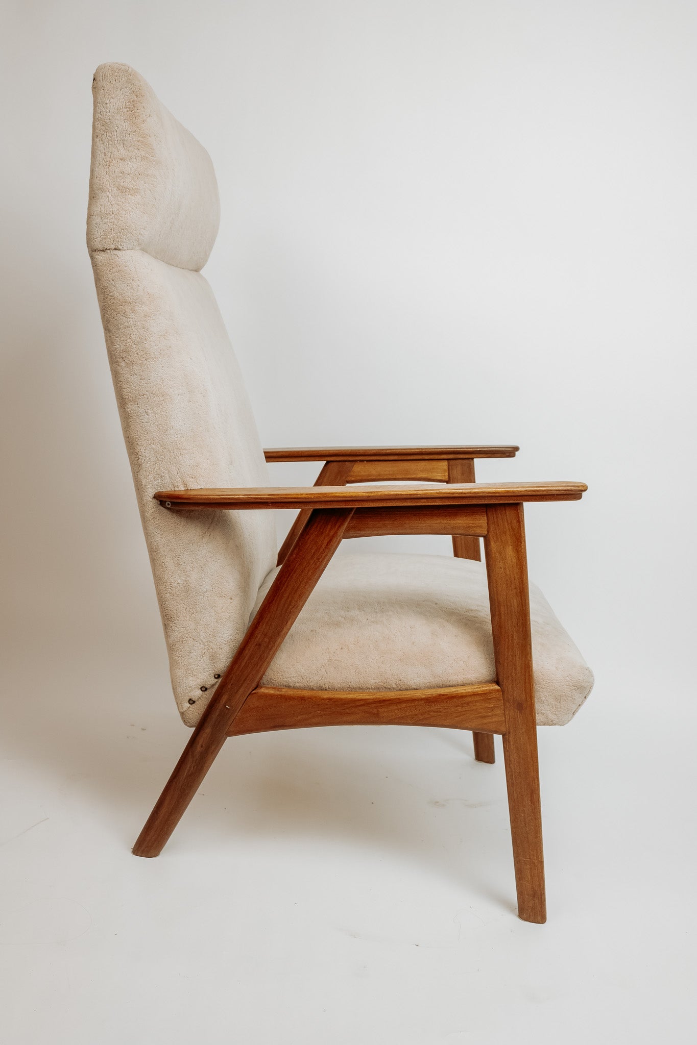 Vintage teakhouten fauteuil, jaren 60 - Beige bekleding