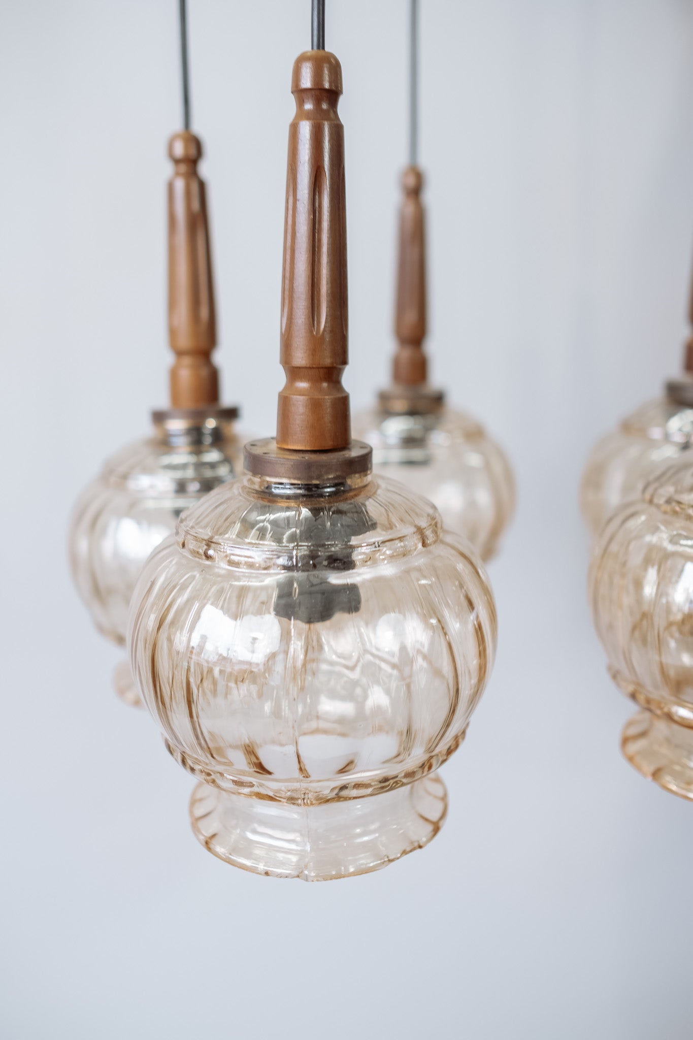 Vintage teak hanging lamp