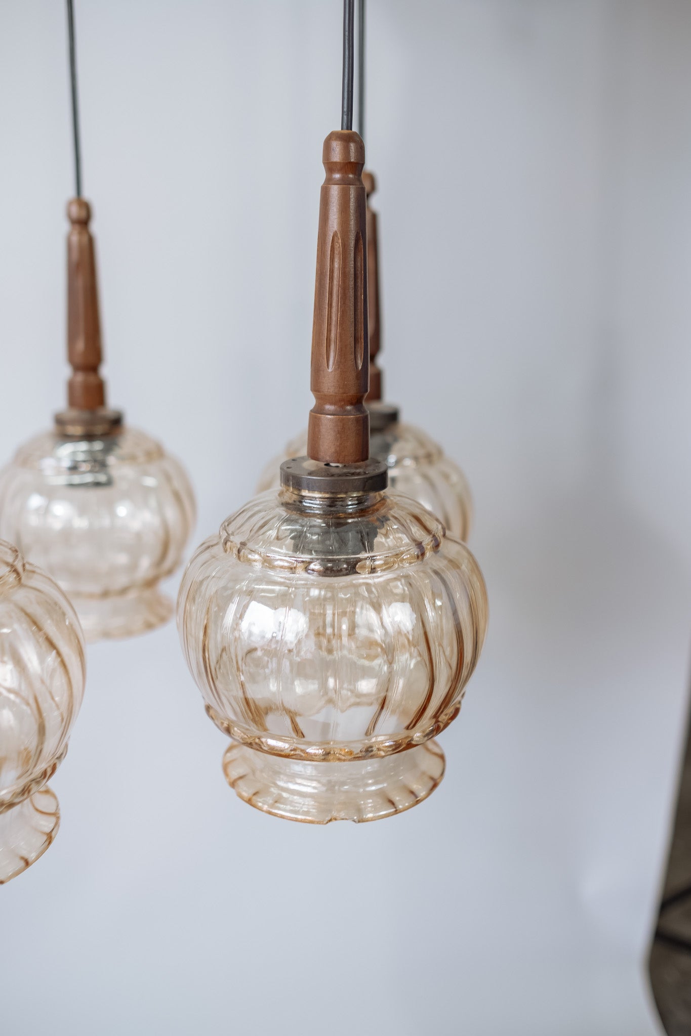 Vintage teak hanging lamp