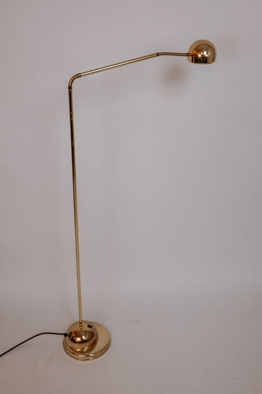Vintage glanzende messing vloerlamp met buigbare armatuur