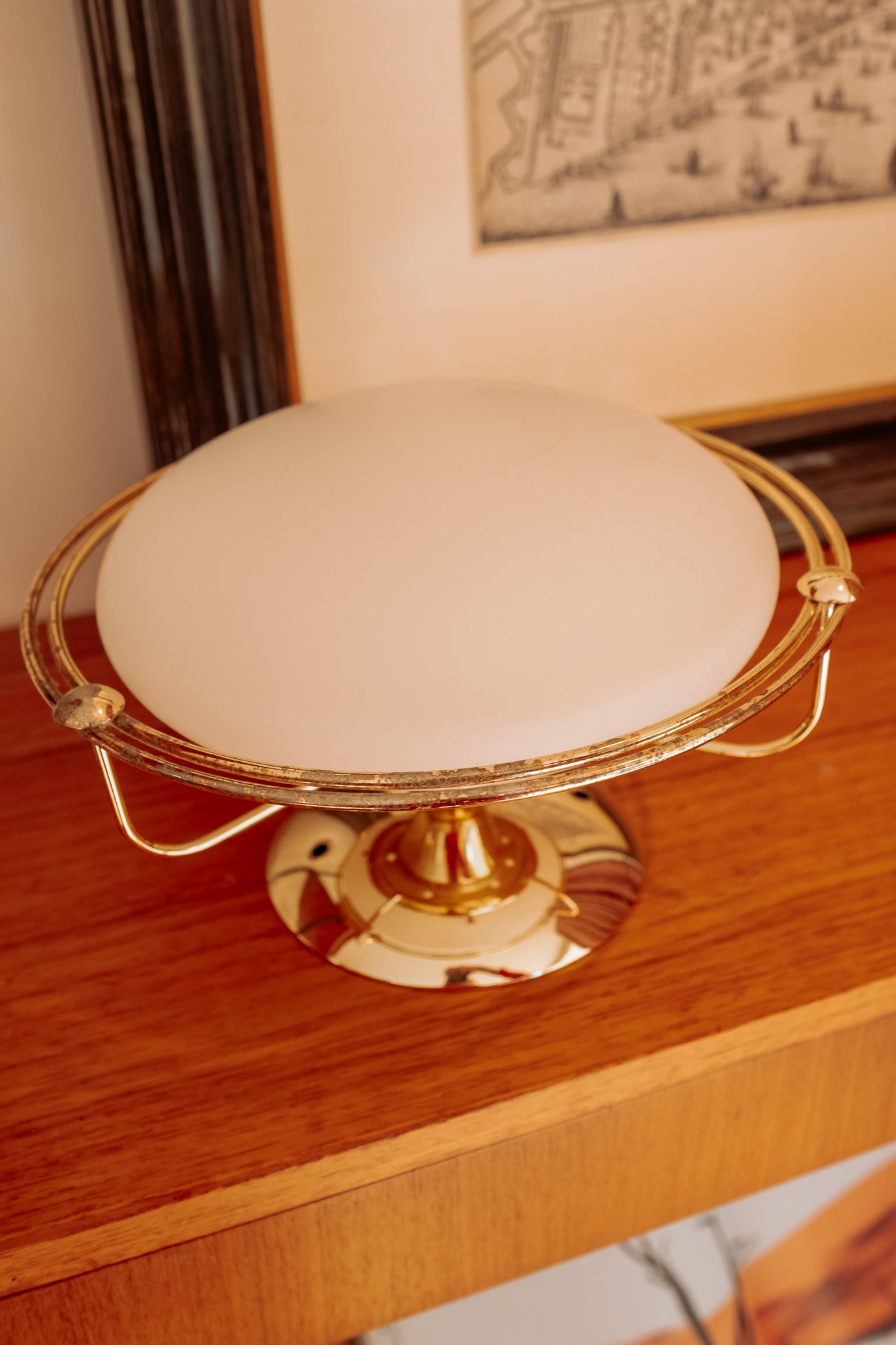 Vintage Steinhauer plafonnière lamp met melkglas